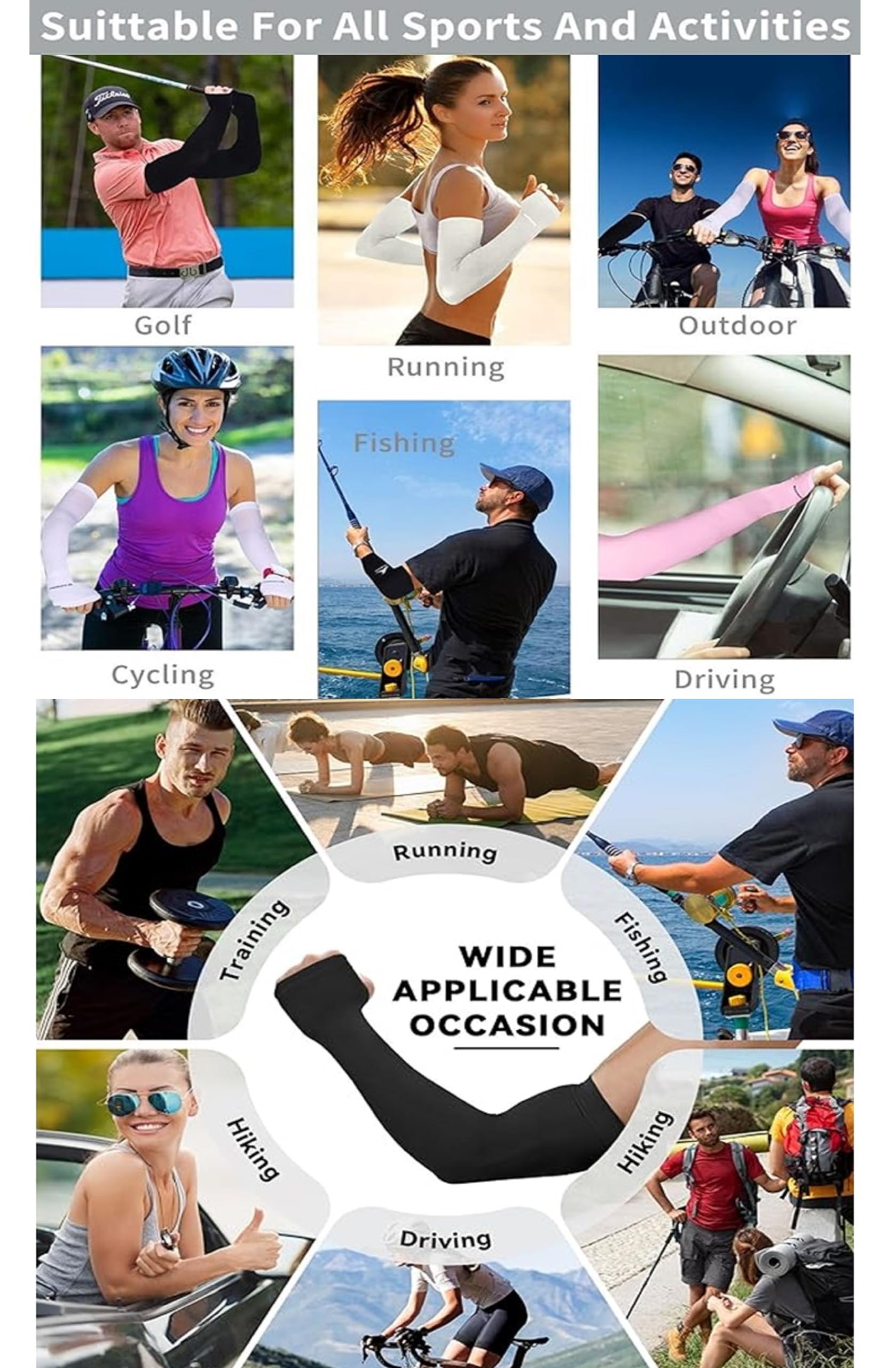 TRENDMALLS Arm Sleeves, Cooling UV Sun Protection Sports Compression for Men/Women/Kids - Image 6