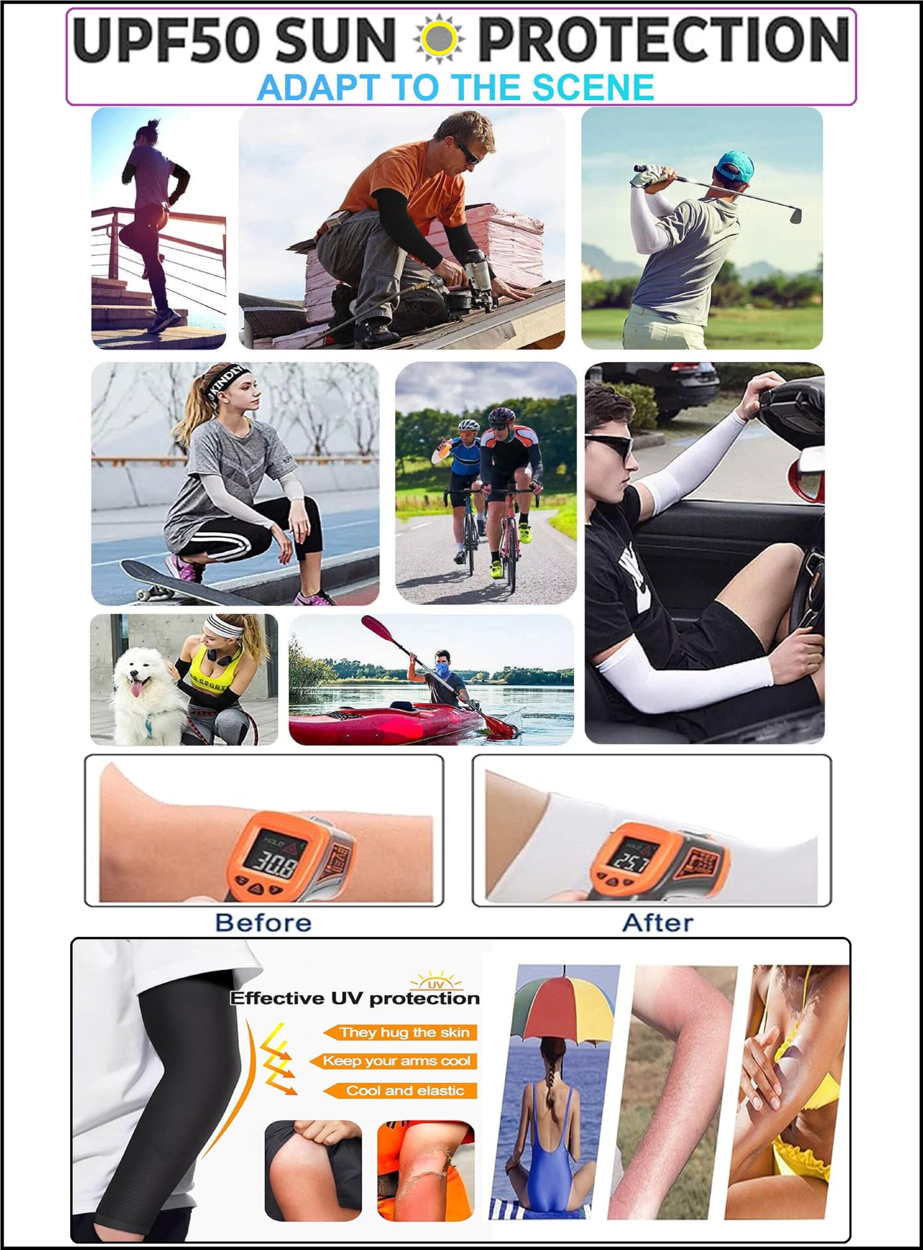 TRENDMALLS Arm Sleeves, Cooling UV Sun Protection Sports Compression for Men/Women/Kids - Image 8