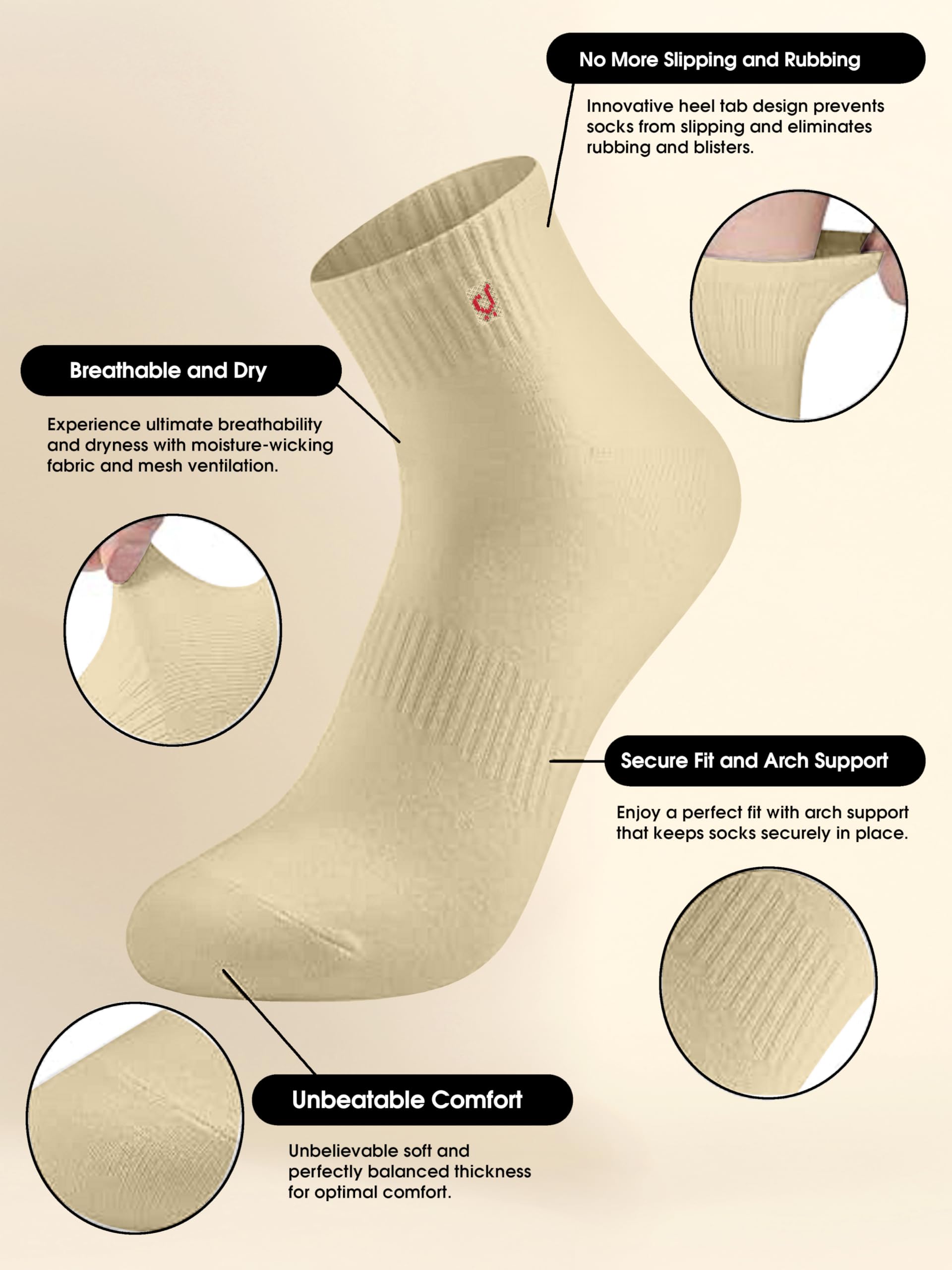 TRENDMALLS Cotton Blend Socks for Men & Womens, Ankle Length Fit, Arch Support Running Unisex Free Size (Packs of 3 & 6) - Image 4