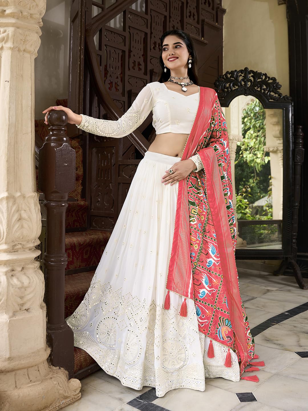 TRENDMALLS Georgette Embroidery Lehenga Choli with Dupatta For Women Ready To Wear - Image 3