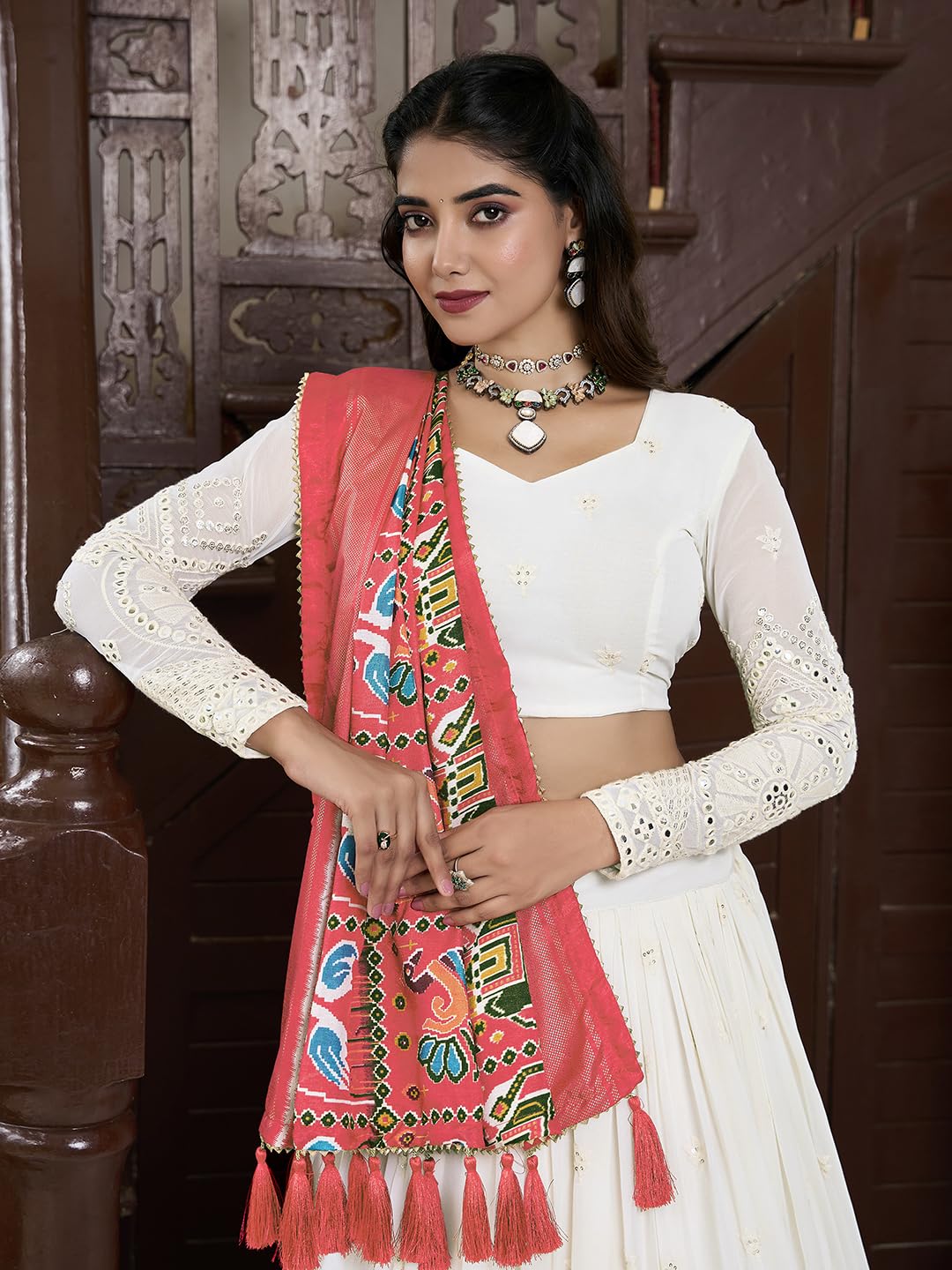 TRENDMALLS Georgette Embroidery Lehenga Choli with Dupatta For Women Ready To Wear - Image 4