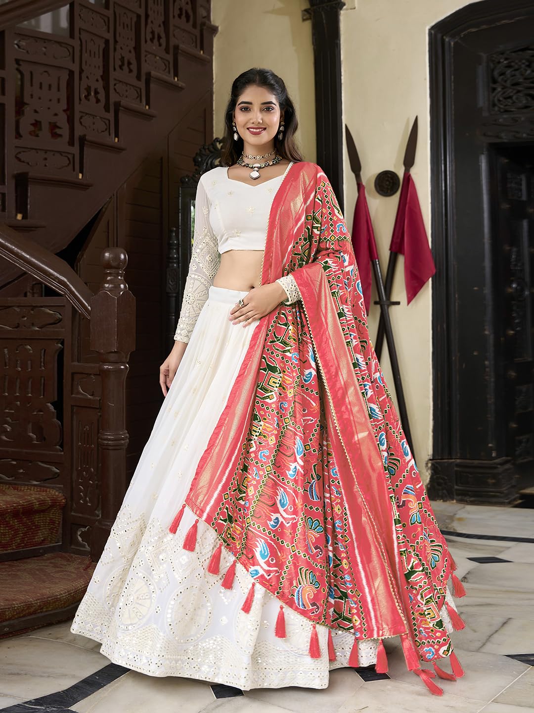TRENDMALLS Georgette Embroidery Lehenga Choli with Dupatta For Women Ready To Wear - Image 5