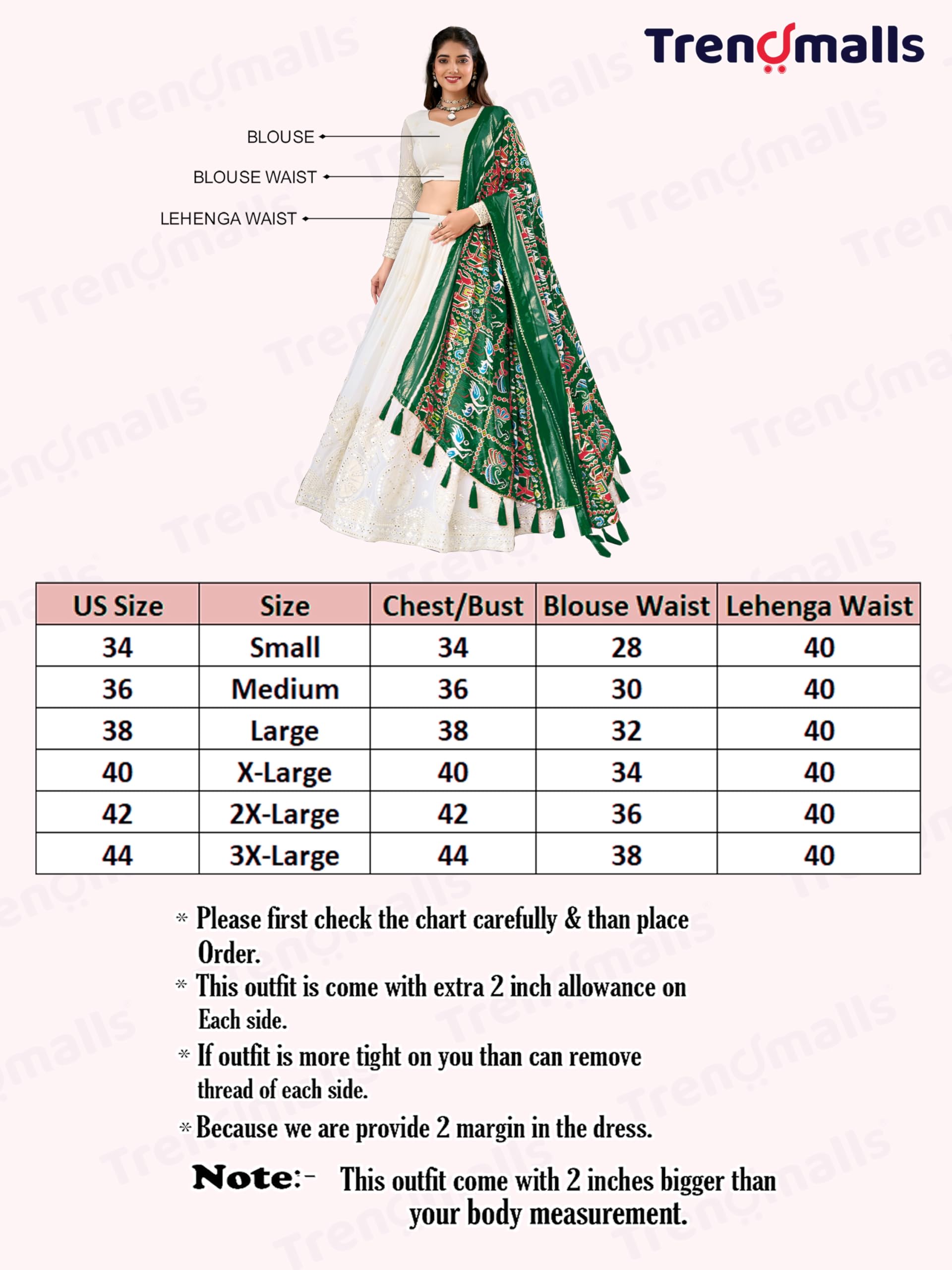 TRENDMALLS Georgette Embroidery Lehenga Choli with Dupatta For Women Ready To Wear - Image 6