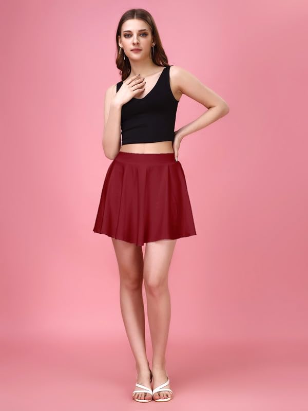 TRENDMALLS Girl's/Women's Classic Stretchy All Time Trendy Mini Skater Knee Length Solid Skirt women girls - Image 4