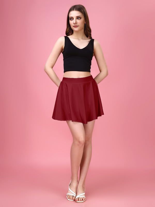 TRENDMALLS Girl's/Women's Classic Stretchy All Time Trendy Mini Skater Knee Length Solid Skirt women girls - Image 6