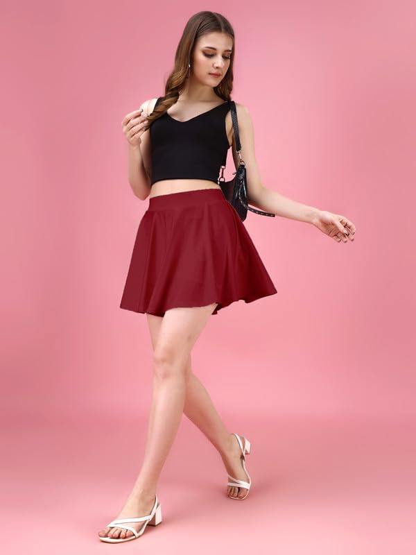 TRENDMALLS Girl's/Women's Classic Stretchy All Time Trendy Mini Skater Knee Length Solid Skirt women girls - Image 7