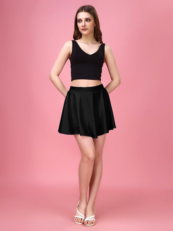 TRENDMALLS Girl's/Women's Classic Stretchy All Time Trendy Mini Skater Knee Length Solid Skirt women girls - Image 6