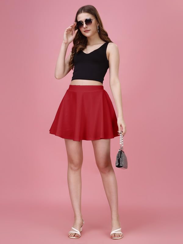 TRENDMALLS Girl's/Women's Classic Stretchy All Time Trendy Skater Knee Length Karara Skirts with Attached Inner Shorts - Image 8