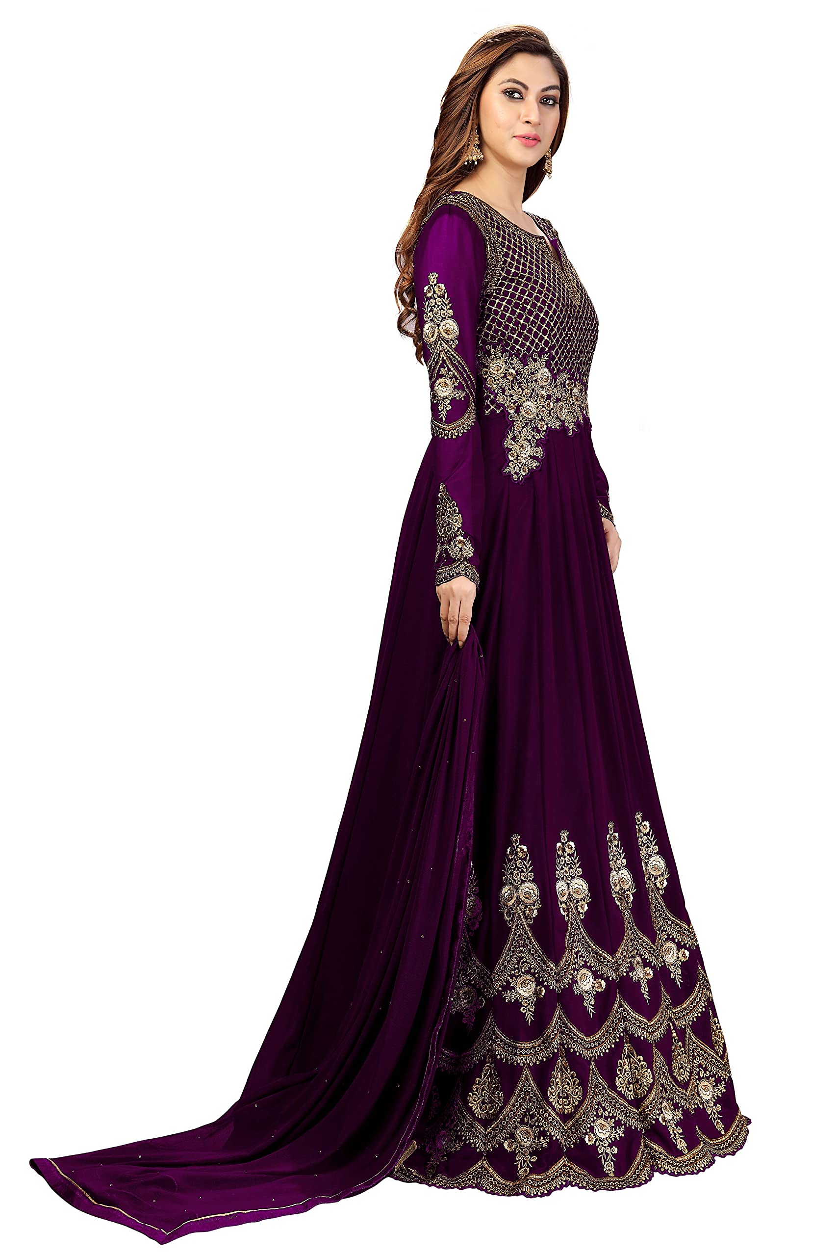 TRENDMALLS Kurta Set Georgette Embroidery Indian Pakistani Long Anarkali Gown for Women Ethnic Dress - Image 4