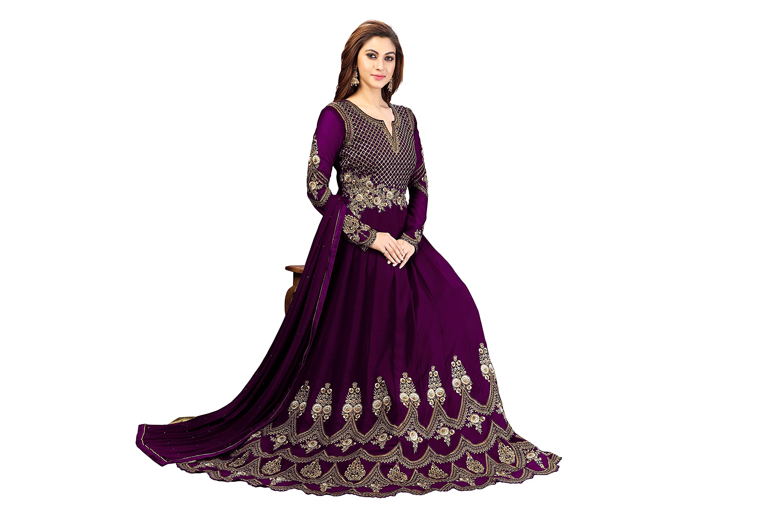 TRENDMALLS Kurta Set Georgette Embroidery Indian Pakistani Long Anarkali Gown for Women Ethnic Dress - Image 5