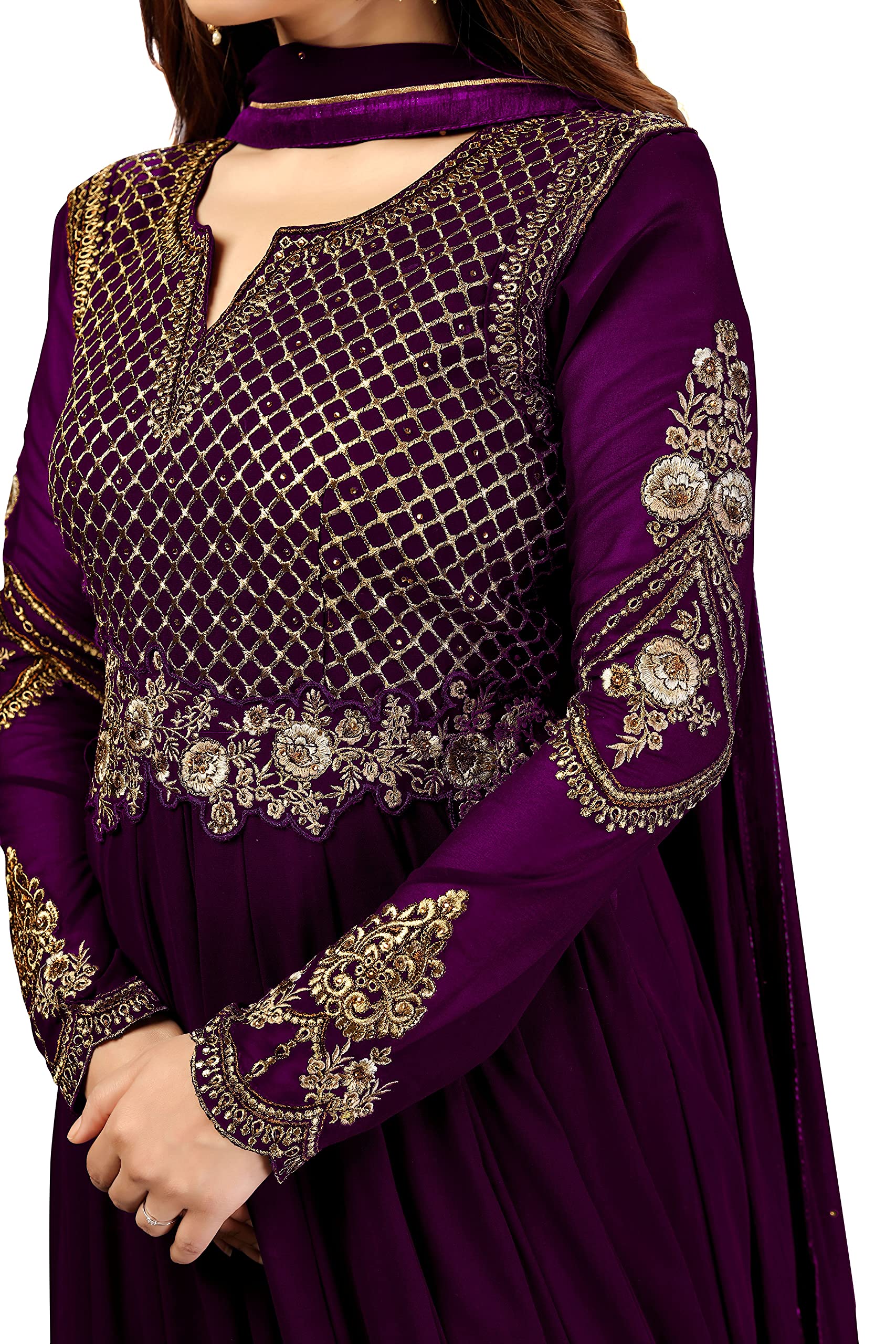 TRENDMALLS Kurta Set Georgette Embroidery Indian Pakistani Long Anarkali Gown for Women Ethnic Dress - Image 7