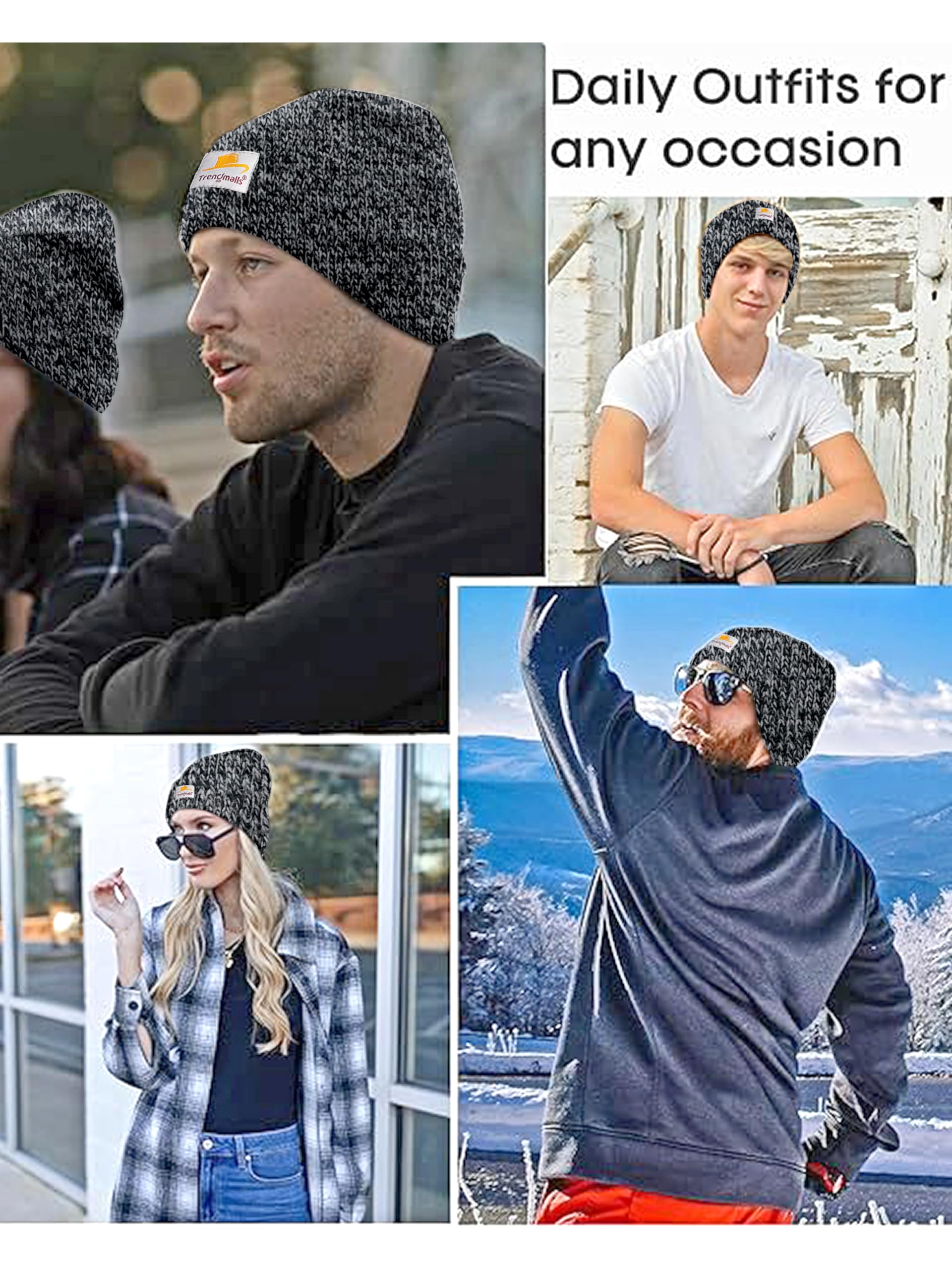 TRENDMALLS Mens/Women/Kids Cap Unisex Hat Knit Cuffed Beanie Charcoal Black - Image 6