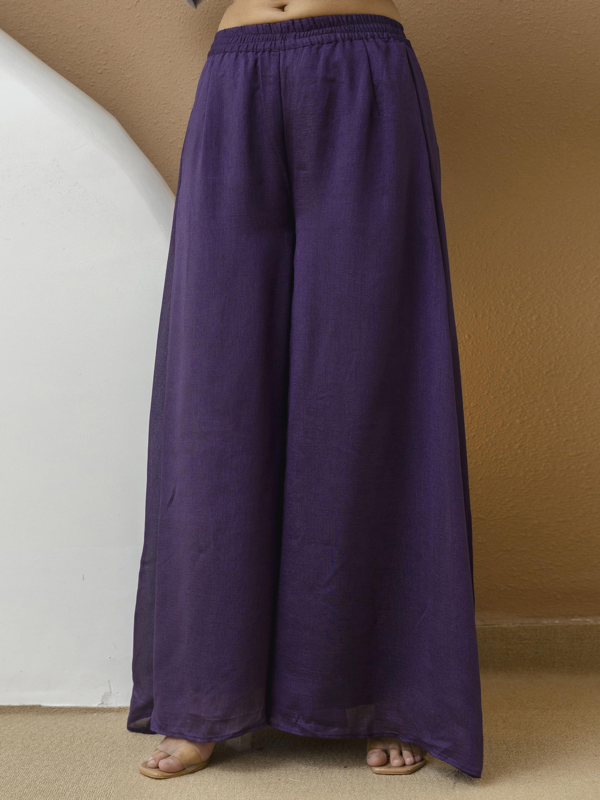 TRENDMALLS Women's Art Silk Embroidery Mirror Work Crop Top with Flared Palazzo and Shrug Set Ethnic Salwar Set - Image 9