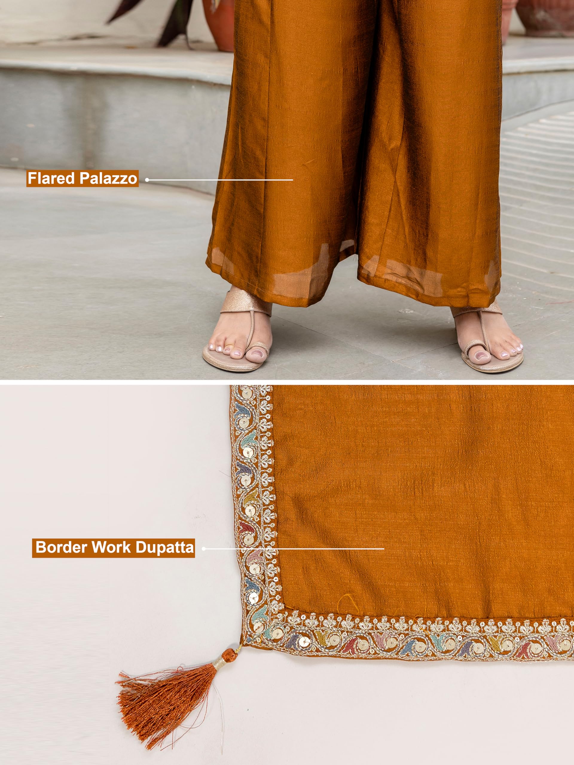 TRENDMALLS Women's Art Silk Sequins Embroidery Salwar Suit Set Kurta Palazzo with Dupatta For Women - Image 5