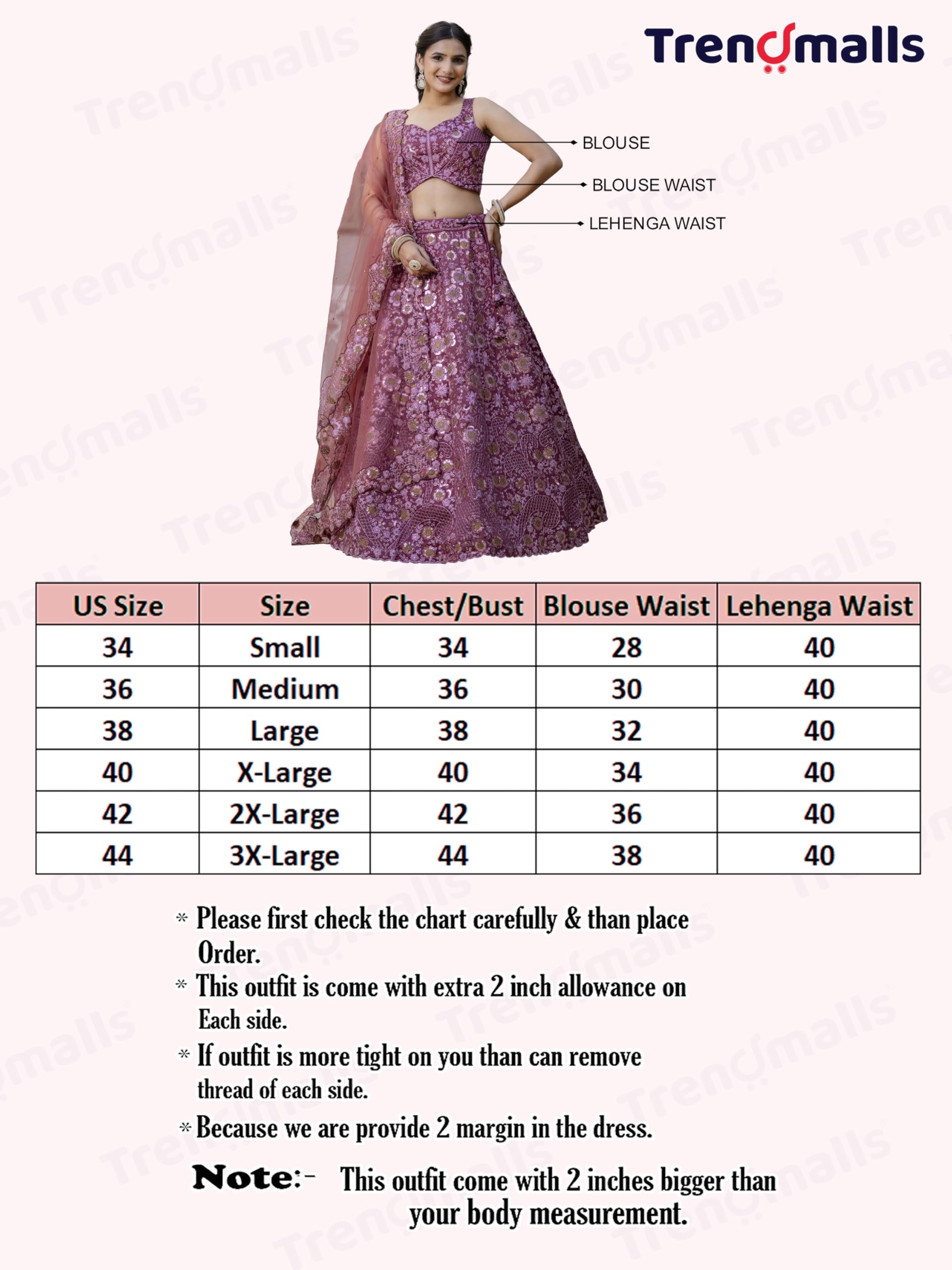 TRENDMALLS Women's Art Silk Zari Sequin Embroidery Work Bridal Lehenga Choli Dupatta Set Ready To Wear For Women - Image 6