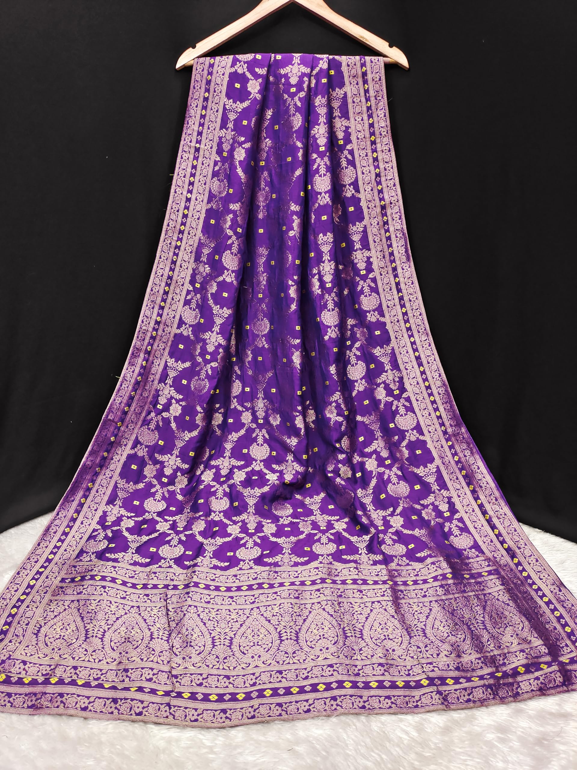 TRENDMALLS Women's Banarasi Silk Ethnic Motiff Design Dupatta (D08-Purple) - Image 4