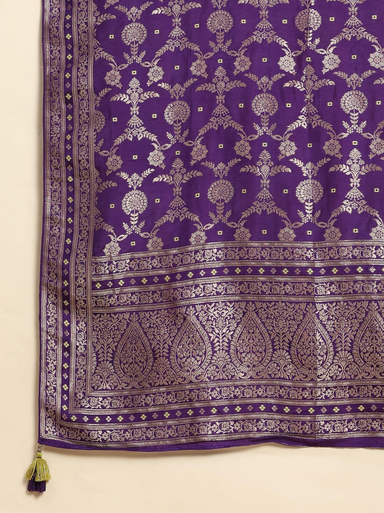 TRENDMALLS Women's Banarasi Silk Ethnic Motiff Design Dupatta (D08-Purple) - Image 6