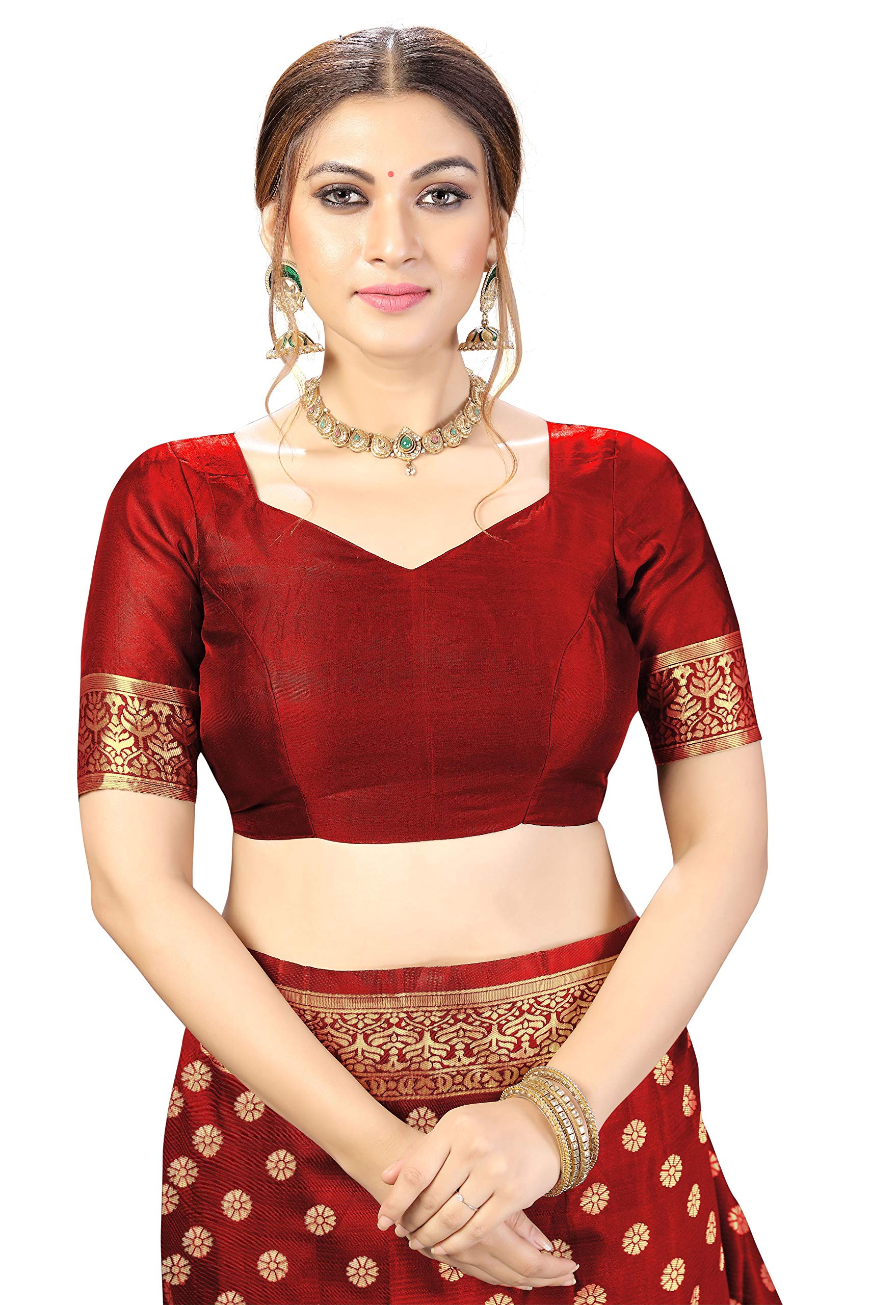 TRENDMALLS Women's Banarasi Silk Saree with Unstitched Blouse Piece - Image 6