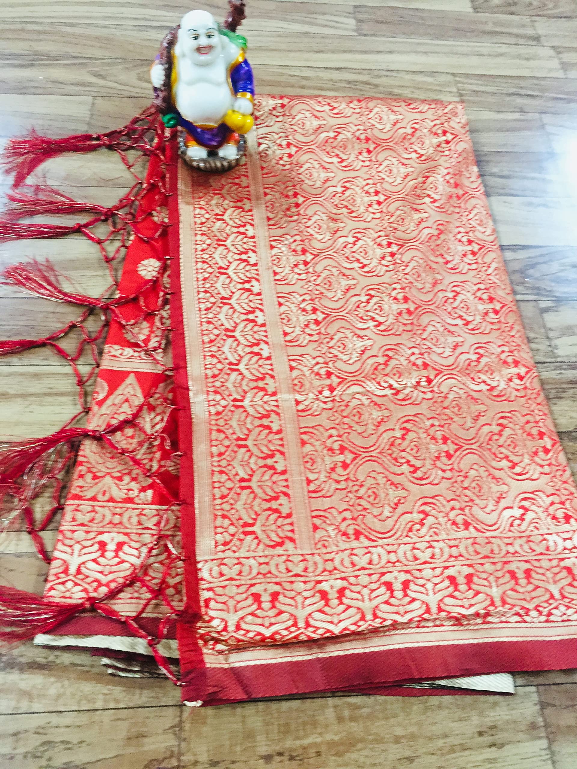 TRENDMALLS Women's Banarasi Silk Saree with Unstitched Blouse Piece - Image 7