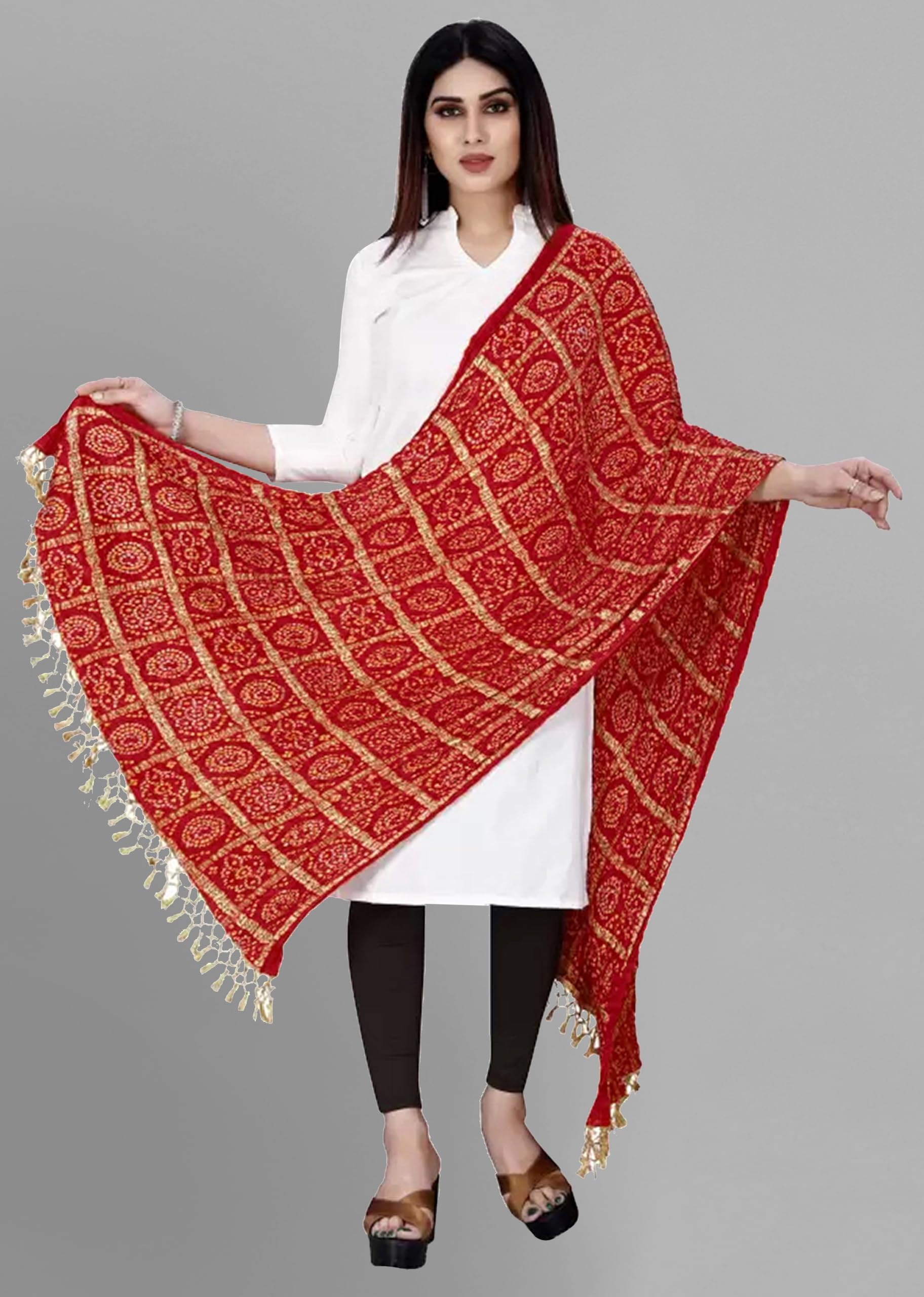 TRENDMALLS Women's Bandhej Chinon Silk Dupatta - Image 3