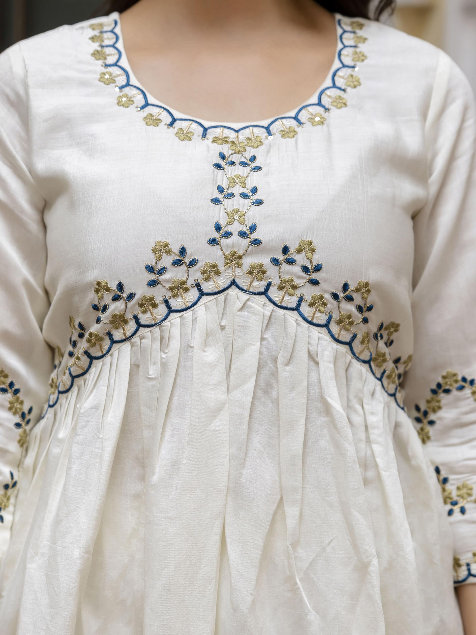 TRENDMALLS Women's Chanderi Silk Embroidery Work Alia Cut Salwar Suit Set Kurta Pant with Dupatta - Image 6