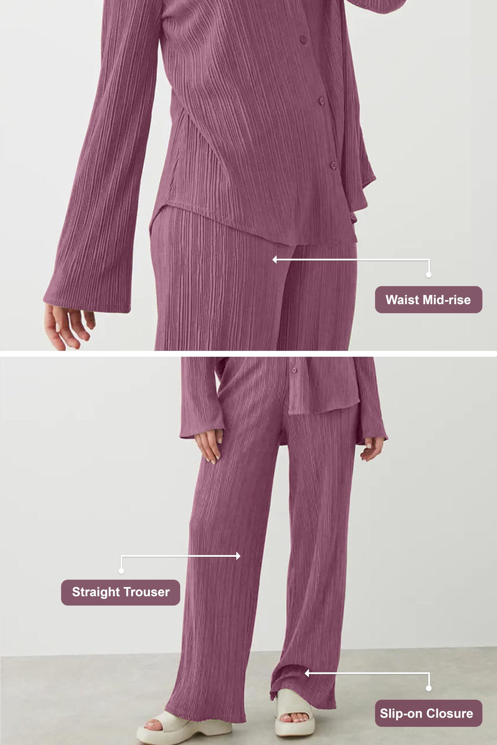 TRENDMALLS Women's Cotton Blend Long Sleeves Shirt with Trouser Co Ords Set for Women - Image 5