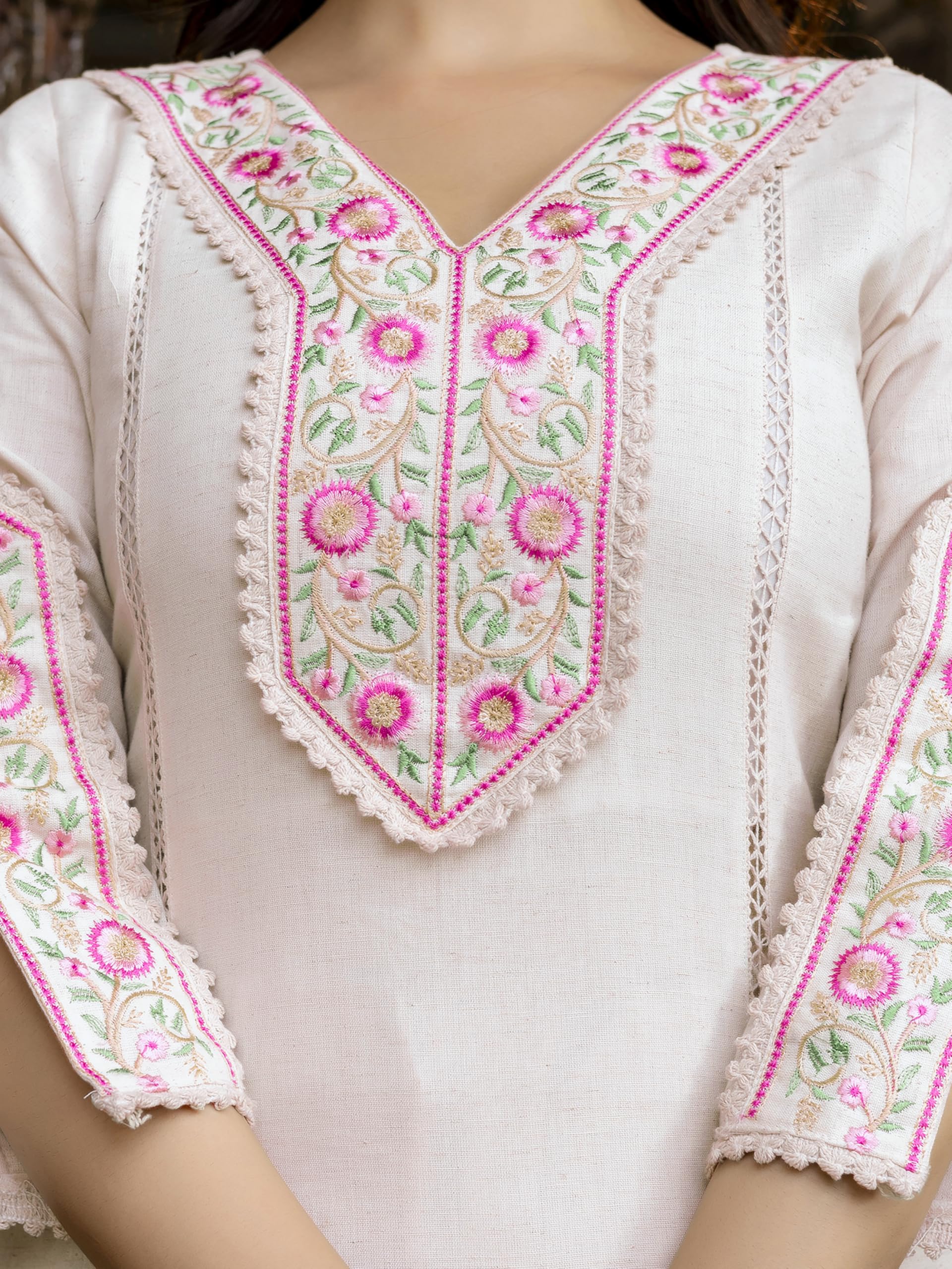 TRENDMALLS Women's Cotton Embroidery Sequence Work Kurta Pant with Dupatta Salwar Suit Set For Women - Image 6