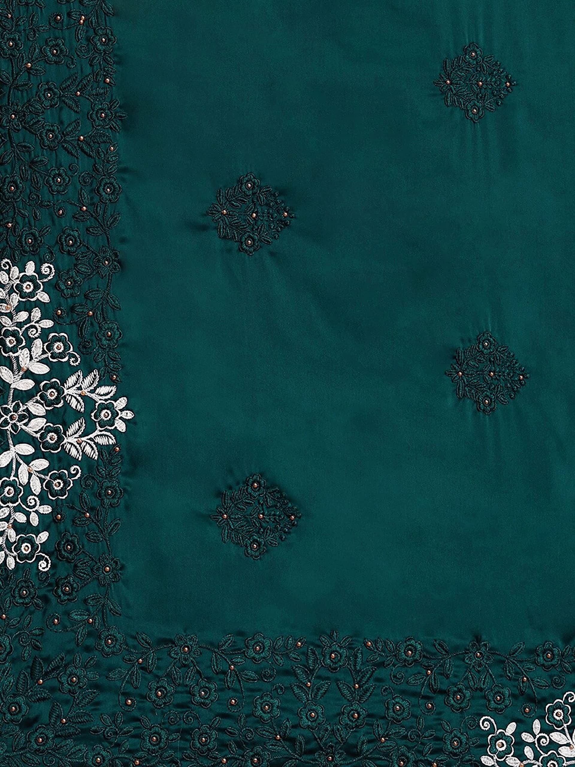 TRENDMALLS Women's Crepe Silk Embroidery Work Saree with Unstitch Blouse Piece - Image 6