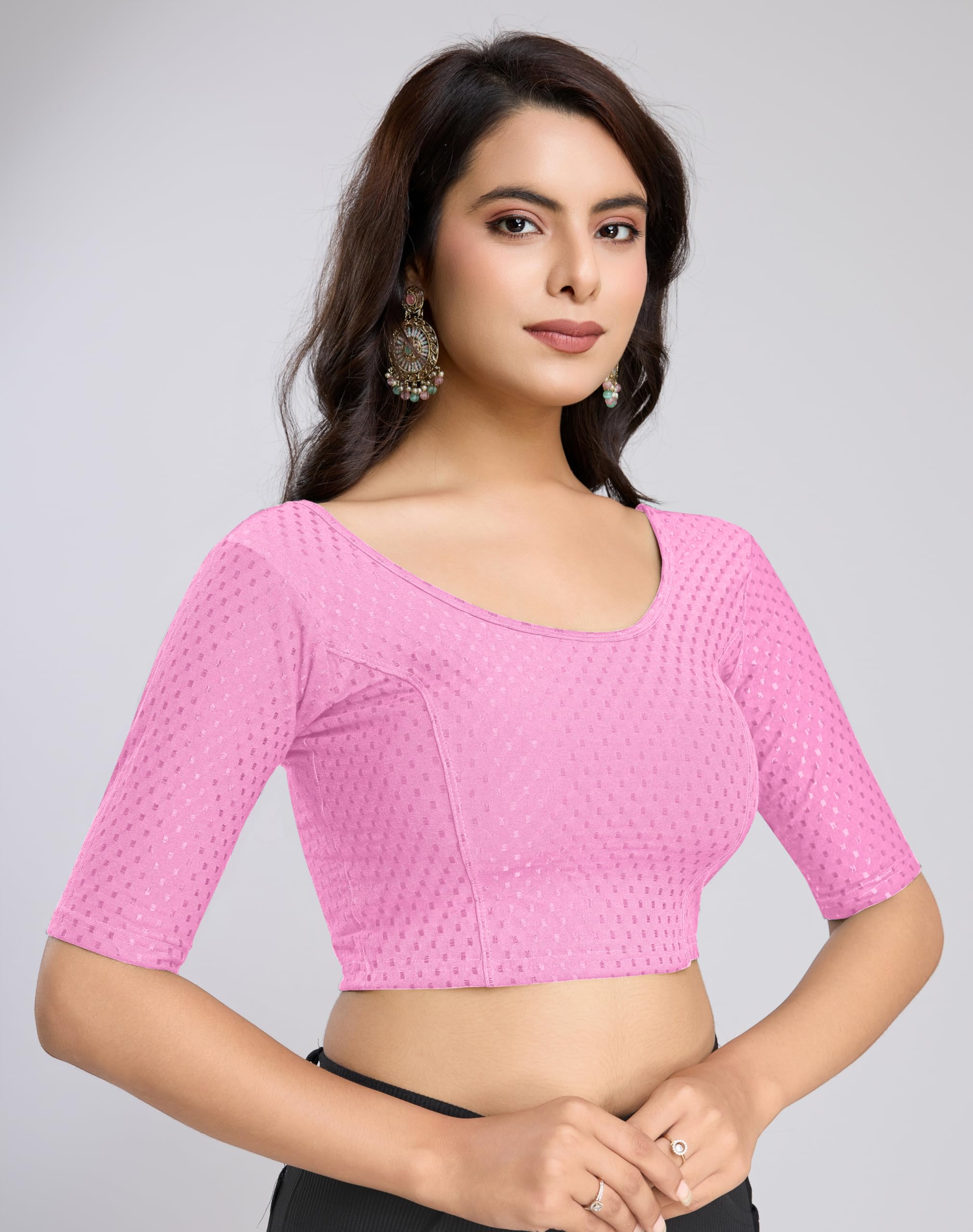 TRENDMALLS Women's Dobby pure Cotton Stretchable Readymade Elbow Length Sleeves Saree Blouse Ready to Wear - Image 7