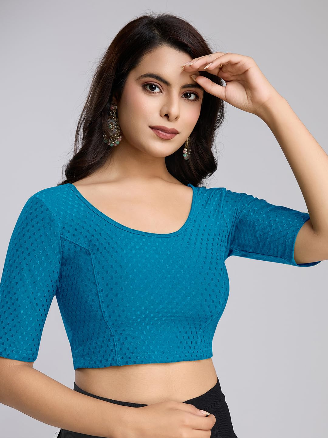 TRENDMALLS Women's Dobby pure Cotton Stretchable Readymade Elbow Length Sleeves Saree Blouse Ready to Wear - Image 6