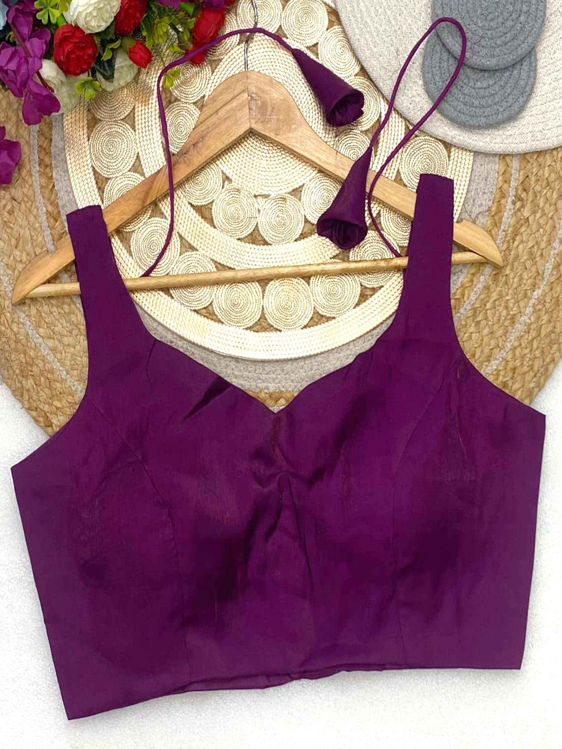 TRENDMALLS Women’s Fandy Satin Silk Sleeveless Saree Blouse Choli Stylish Saree Blouse Ready to Wear - Image 3