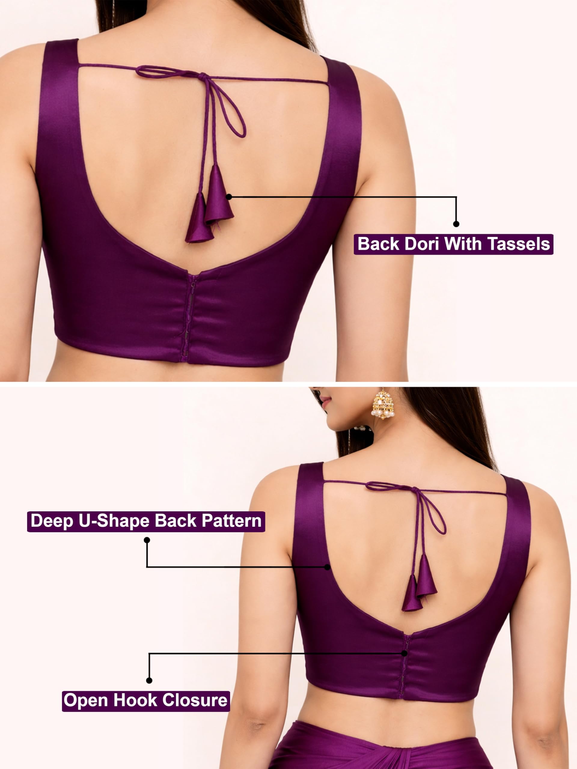 TRENDMALLS Women’s Fandy Satin Silk Sleeveless Saree Blouse Choli Stylish Saree Blouse Ready to Wear - Image 5