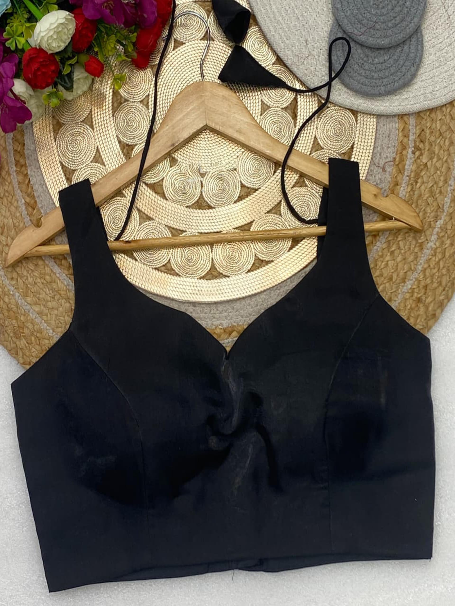 TRENDMALLS Women’s Fandy Satin Silk Sleeveless Saree Blouse Choli Stylish Saree Blouse Ready to Wear - Image 3