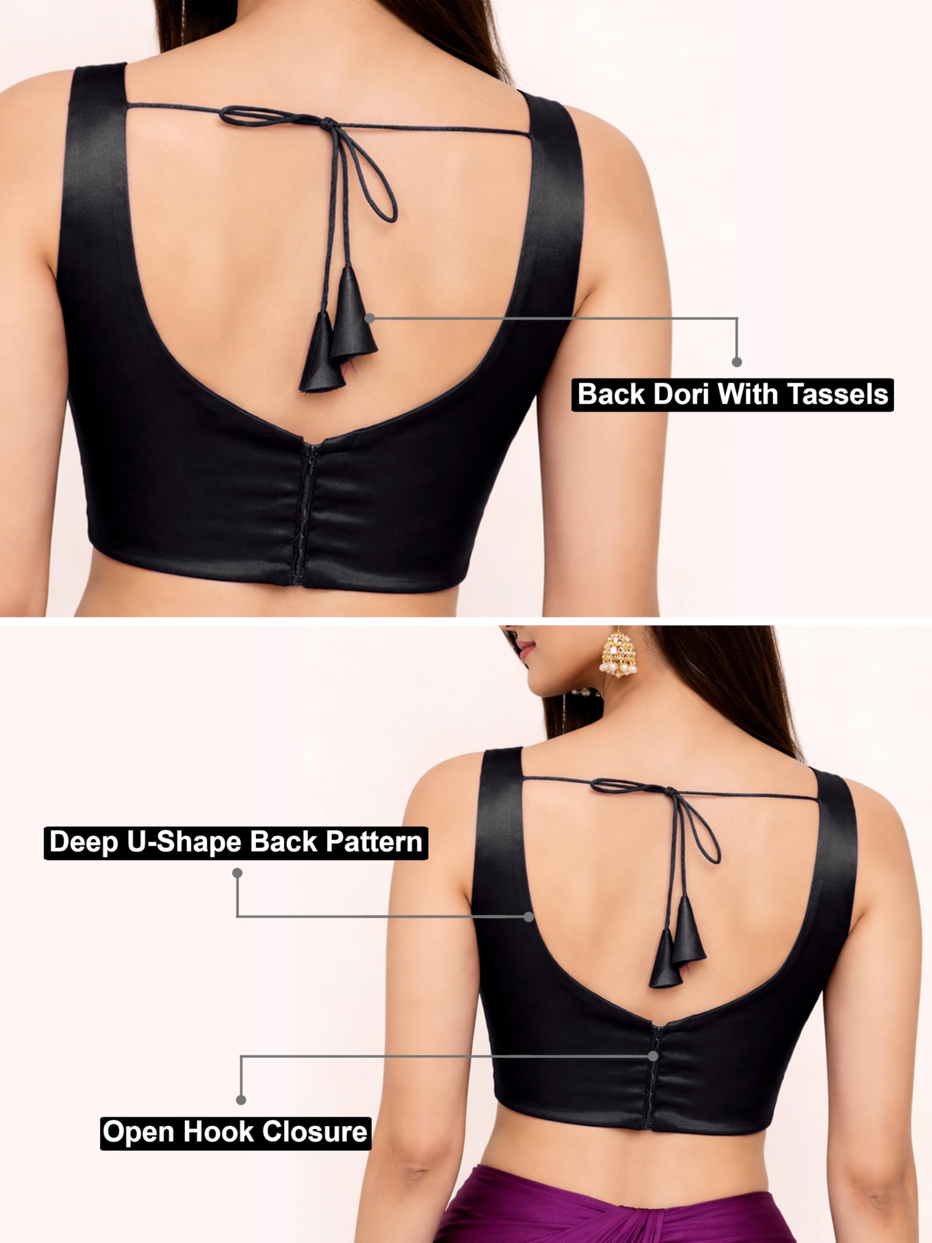 TRENDMALLS Women’s Fandy Satin Silk Sleeveless Saree Blouse Choli Stylish Saree Blouse Ready to Wear - Image 5