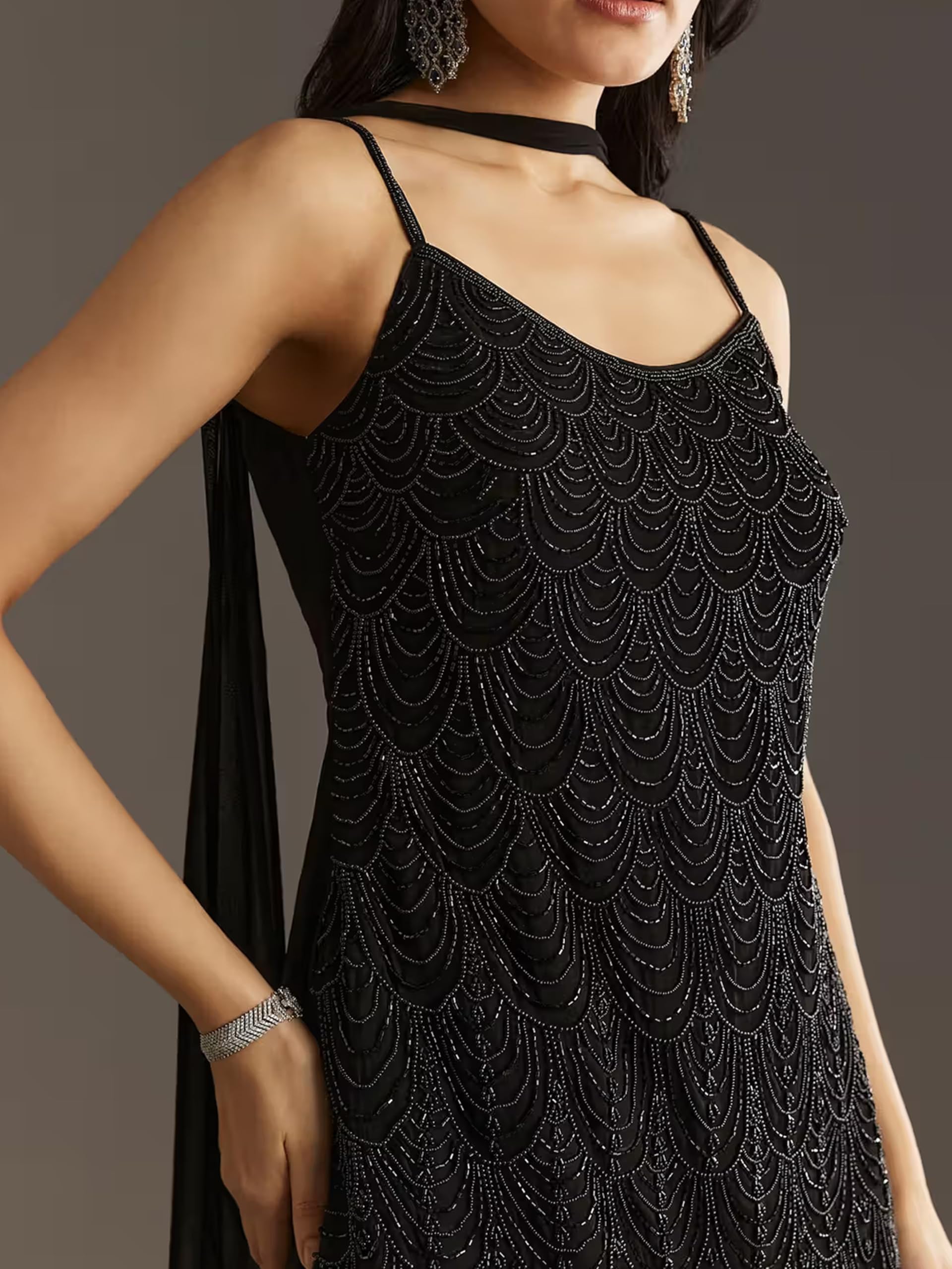 TRENDMALLS Women’s Georgette Beads Embroidery Sequence Work Kurta Sharara Dupatta Salwar Suit Set For Women - Image 5