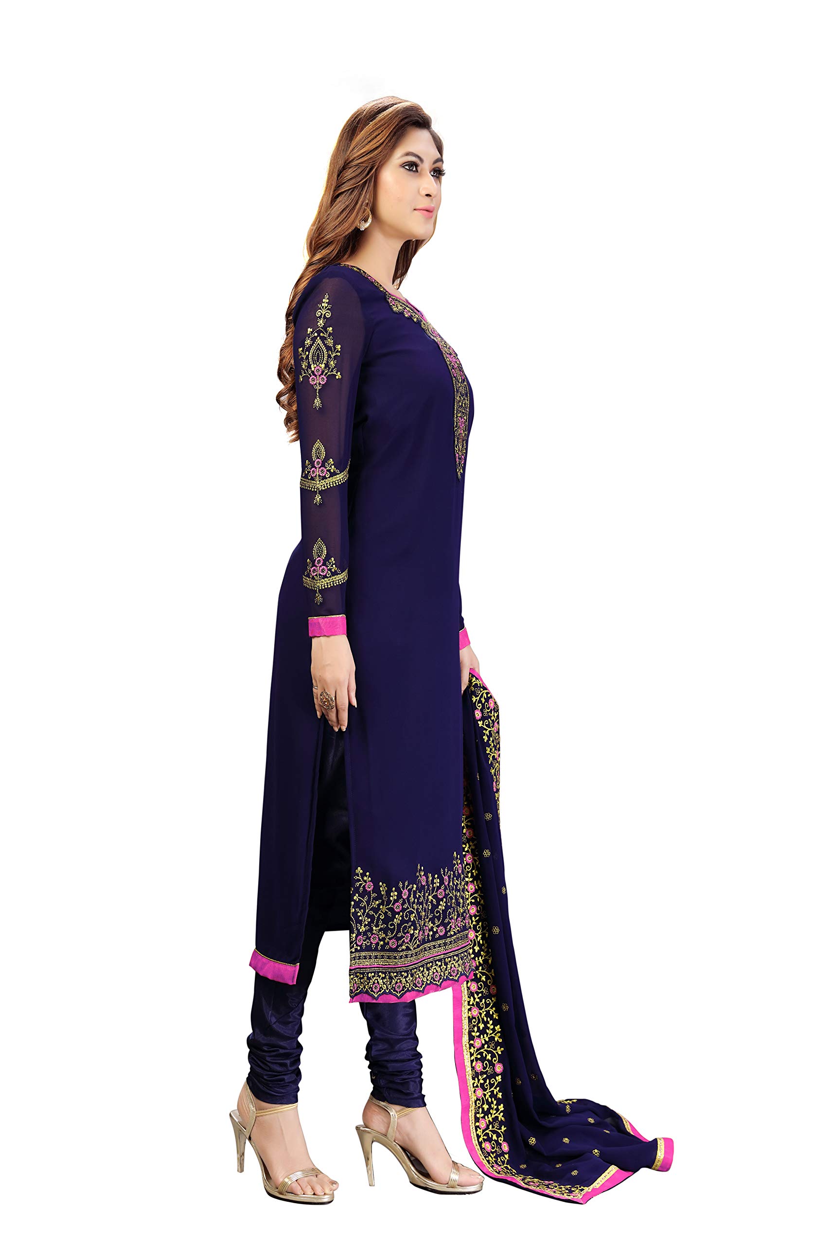 TRENDMALLS Women's Georgette Embroidery Indian Pakistani Salwar Suit Set Ethnic Dress - Image 3