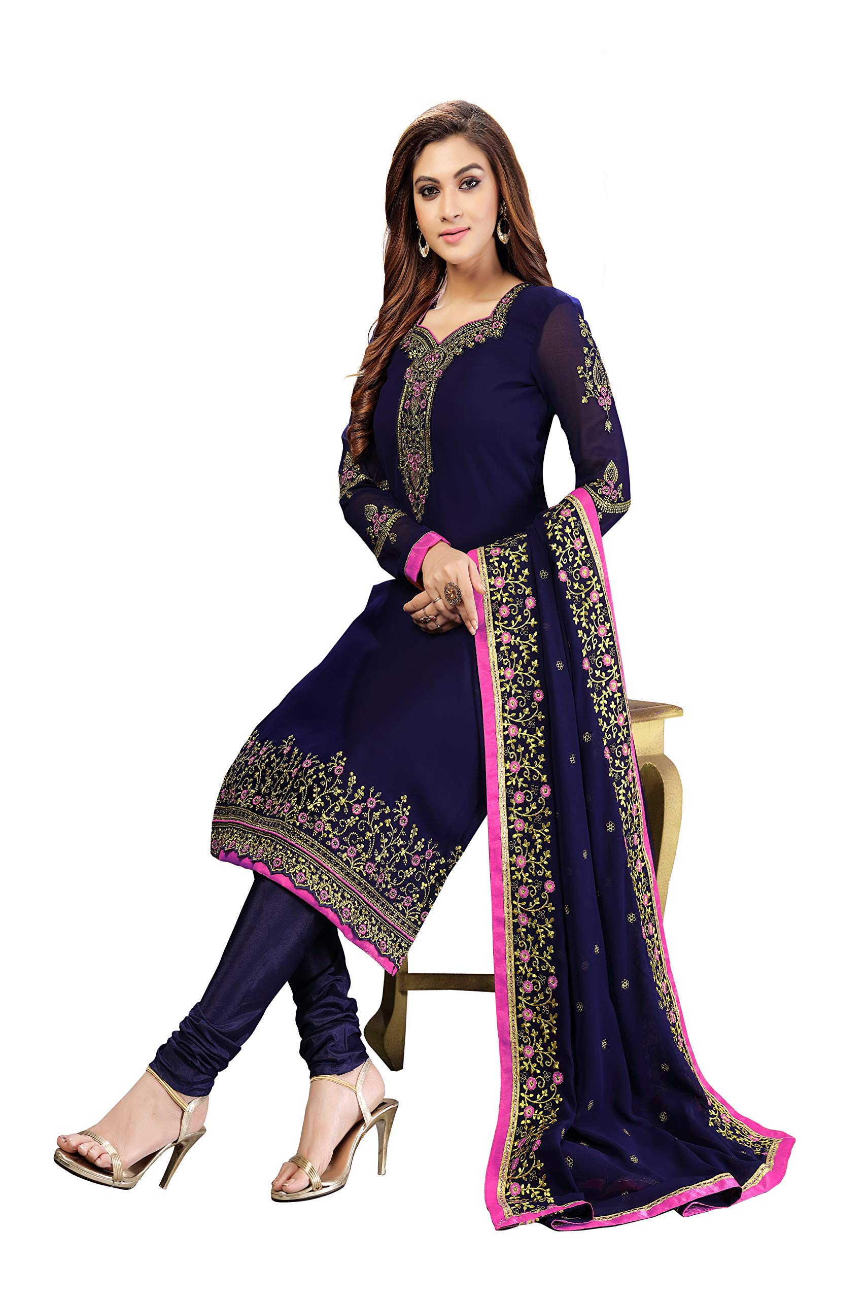 TRENDMALLS Women's Georgette Embroidery Indian Pakistani Salwar Suit Set Ethnic Dress - Image 4
