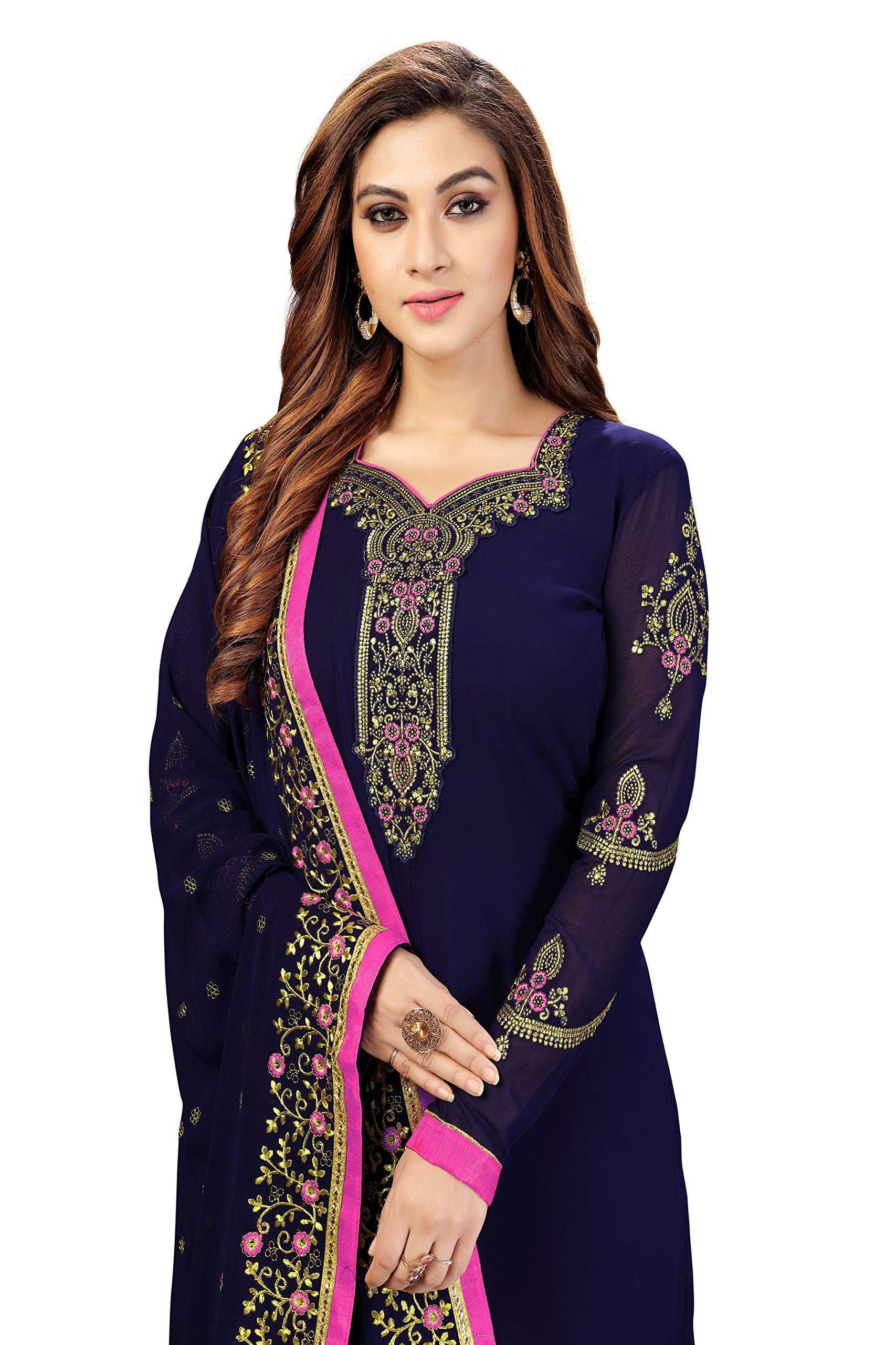 TRENDMALLS Women's Georgette Embroidery Indian Pakistani Salwar Suit Set Ethnic Dress - Image 5