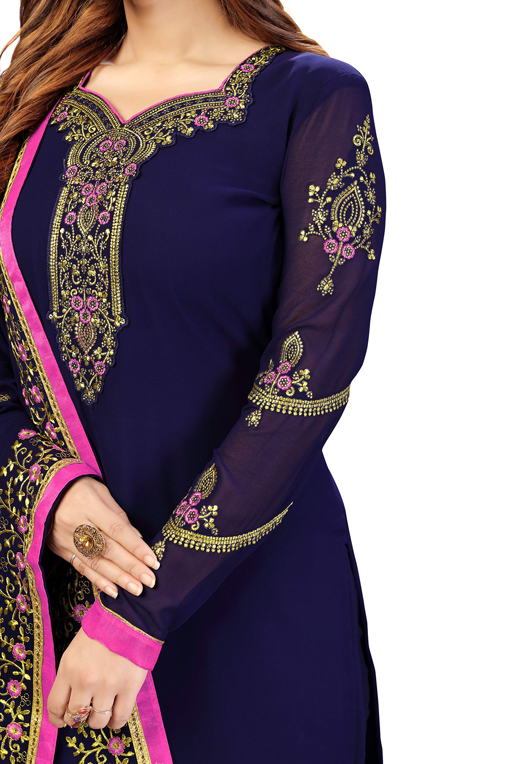 TRENDMALLS Women's Georgette Embroidery Indian Pakistani Salwar Suit Set Ethnic Dress - Image 6