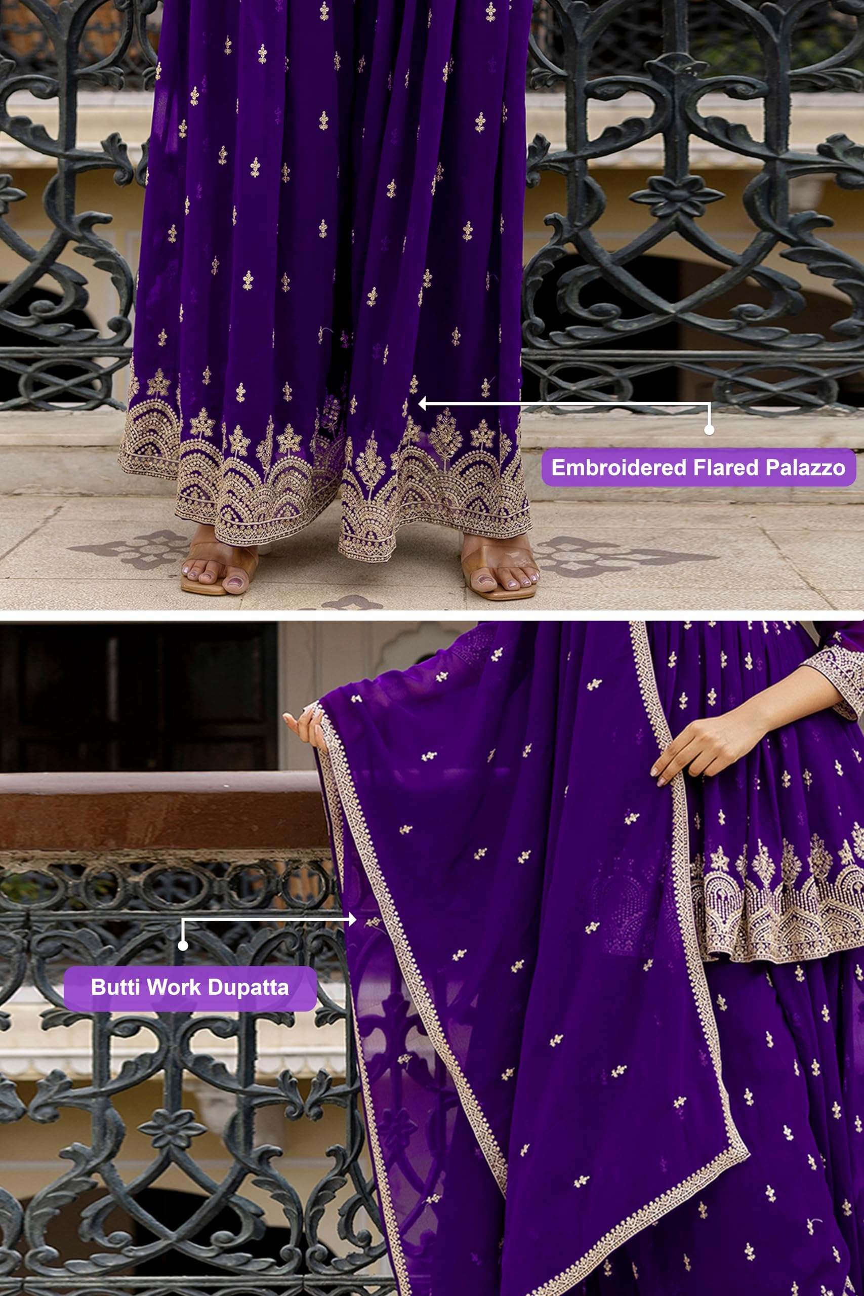 TRENDMALLS Women's Georgette Embroidery Pleated Kurta Palazo with Dupatta Salwar Suit Set - Image 5