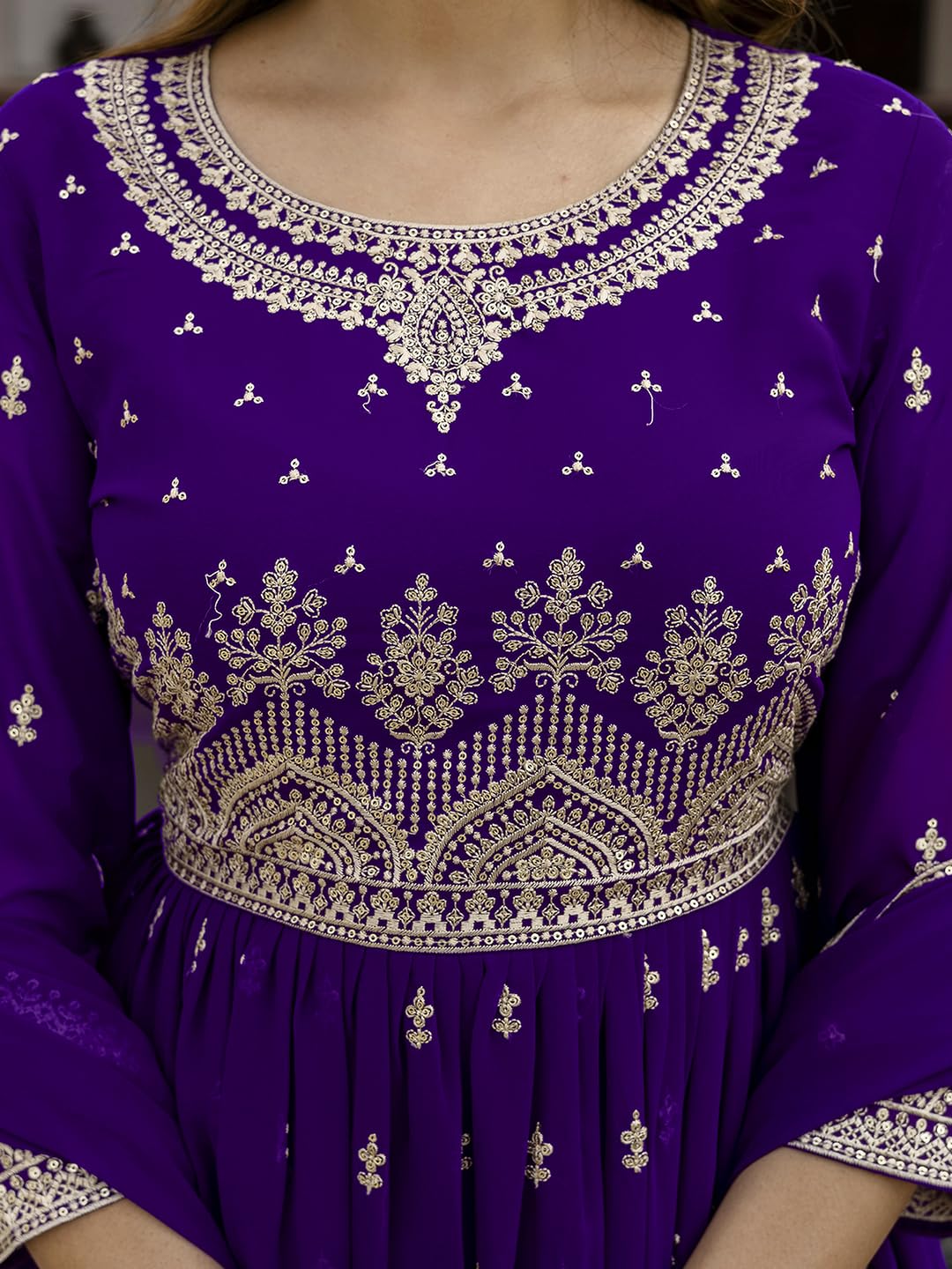 TRENDMALLS Women's Georgette Embroidery Pleated Kurta Palazo with Dupatta Salwar Suit Set - Image 7