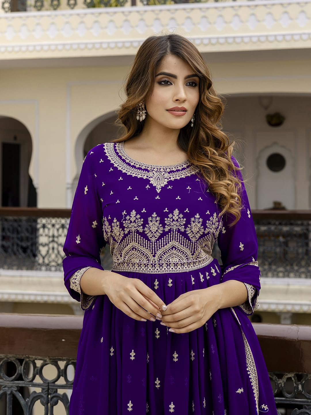 TRENDMALLS Women's Georgette Embroidery Pleated Kurta Palazo with Dupatta Salwar Suit Set - Image 8