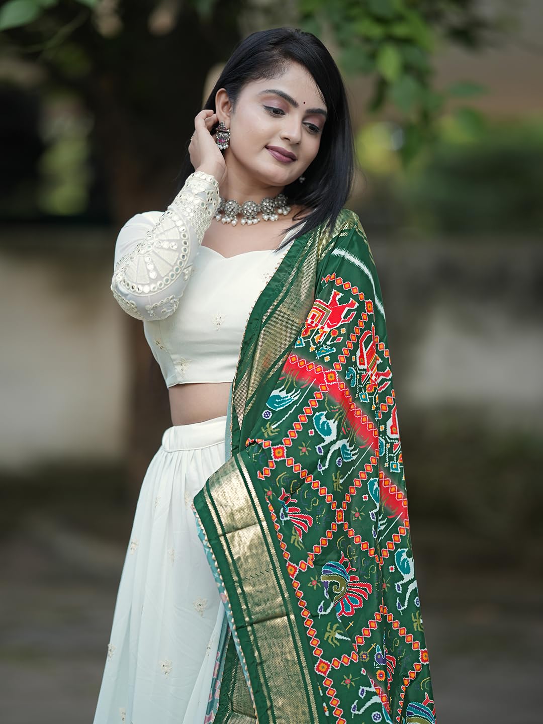 TRENDMALLS Women's Georgette Embroidery Sequence Work Lehenga Choli Unstitch Blouse With Dupatta Free Size - Image 3