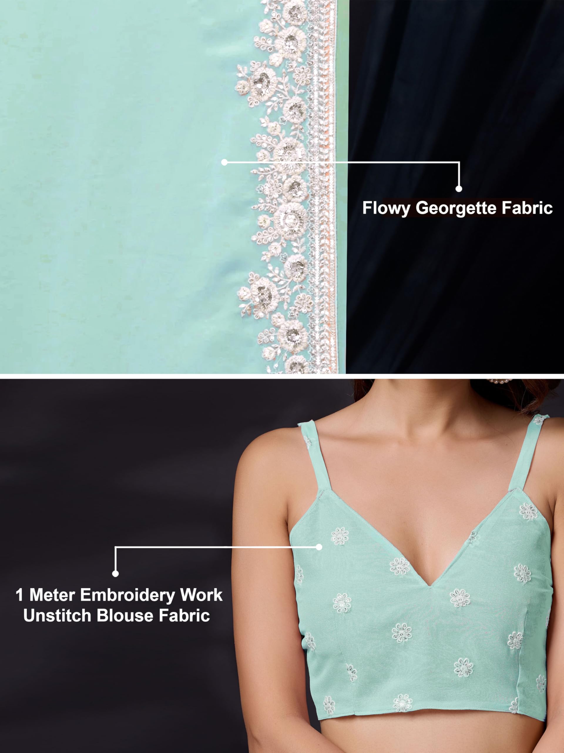 TRENDMALLS Women's Georgette Embroidery work Saree for women - Image 4