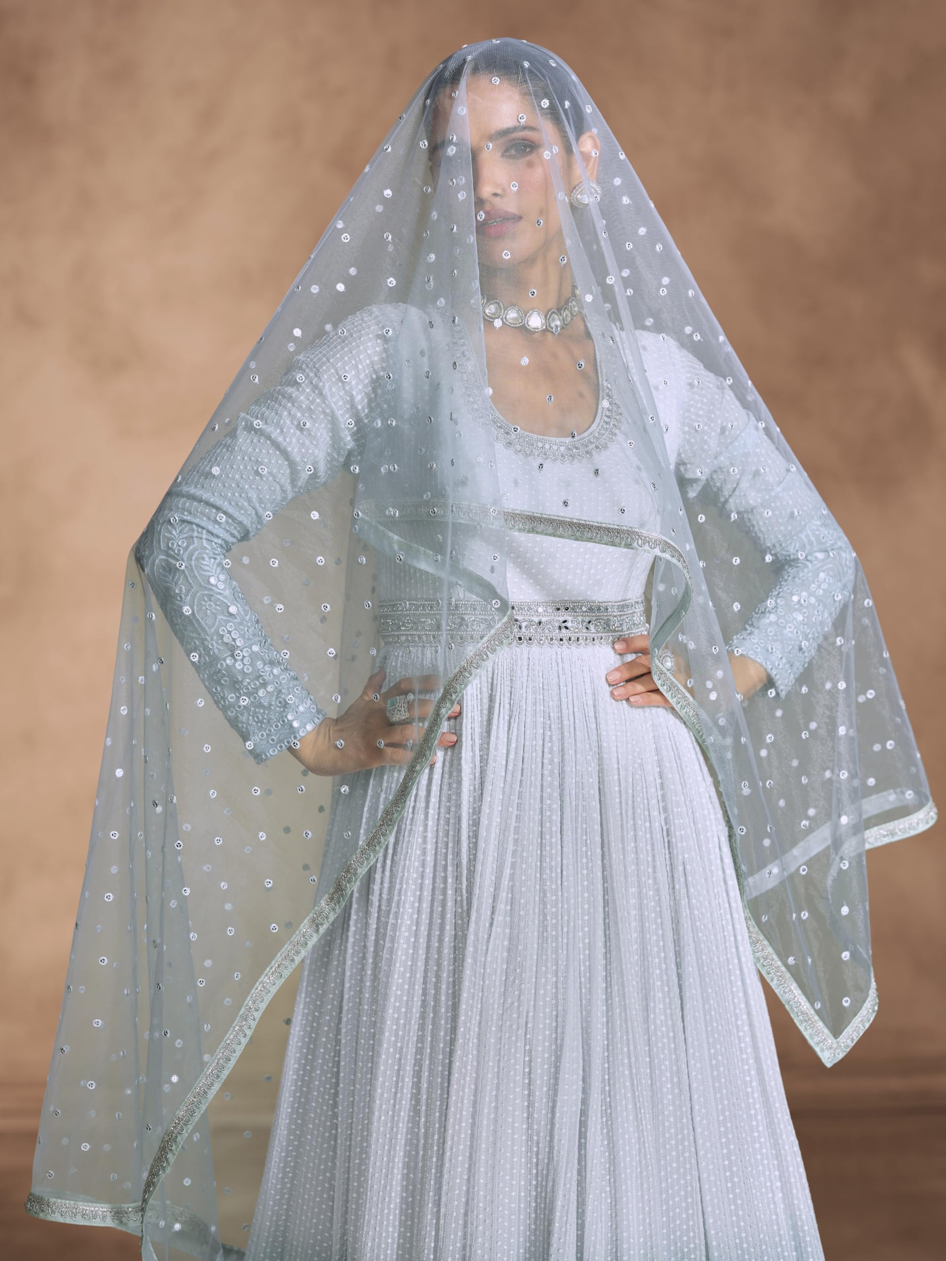 TRENDMALLS Women's Georgette Heavy Embroidery sequence Work Anarkali Kurta Pant With Dupatta For Women - Image 6