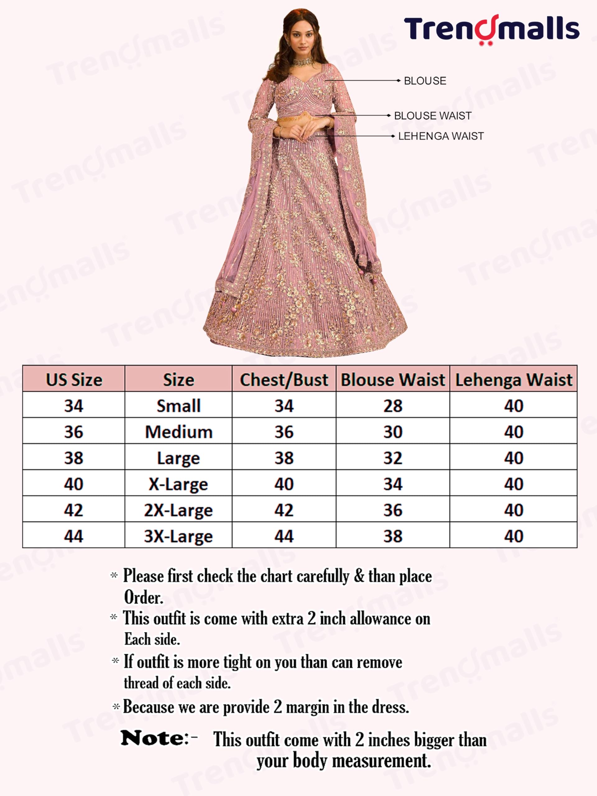 TRENDMALLS Women's Georgette Sequin Embroidery Lehenga Choli Dupatta Set Ready To Wear - Image 6