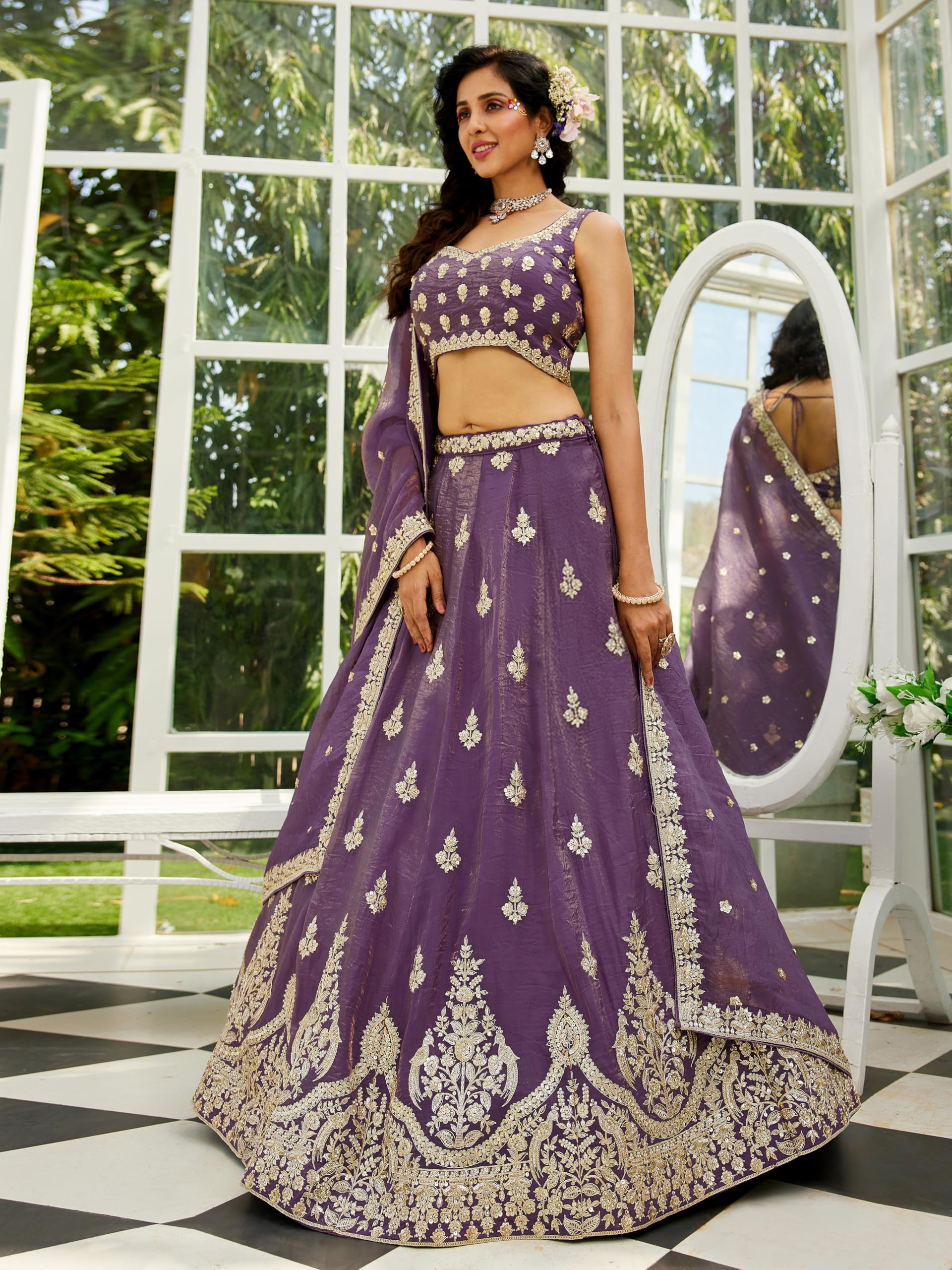 TRENDMALLS Women's Georgette Sequin Embroidery Work Ready To Wear Lehenga Choli with Dupatta For Women - Image 3