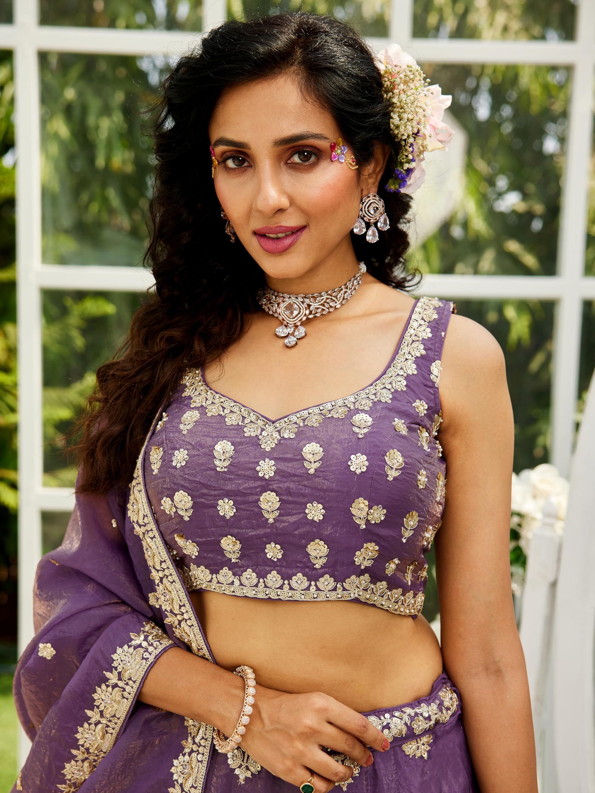 TRENDMALLS Women's Georgette Sequin Embroidery Work Ready To Wear Lehenga Choli with Dupatta For Women - Image 6