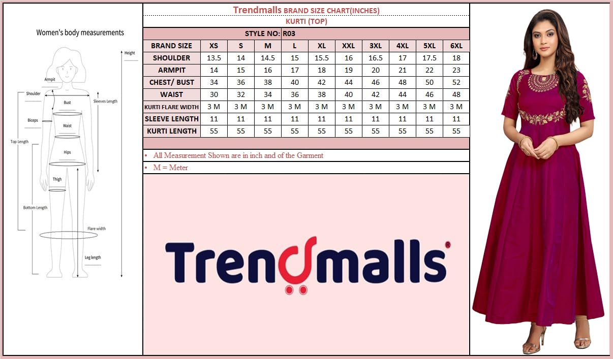 TRENDMALLS Women's Leeva Silk Embroidery Anarkali Kurti Claf-Long Short Sleeve Kurti for Woman - Image 6