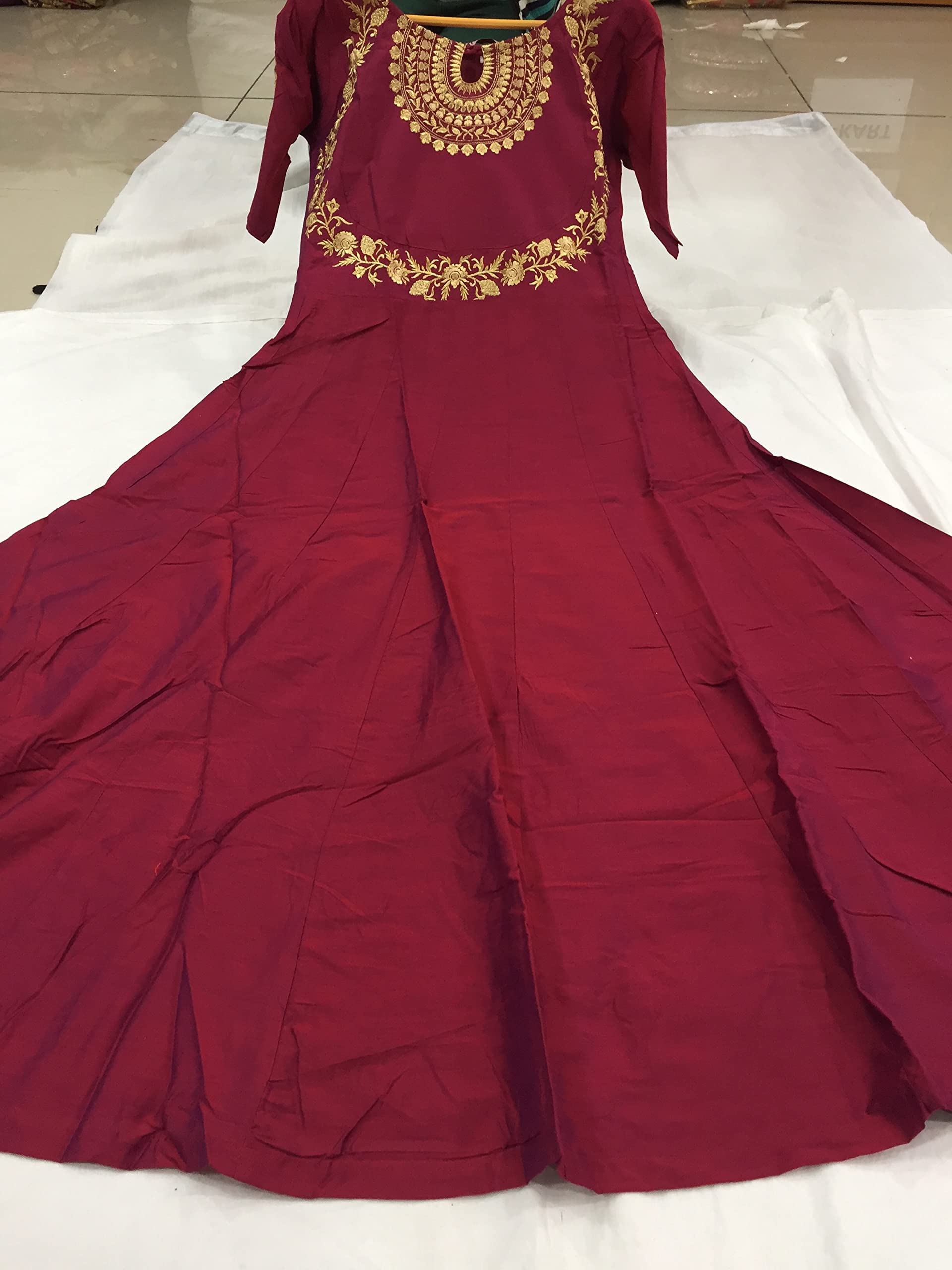 TRENDMALLS Women's Leeva Silk Embroidery Anarkali Kurti Claf-Long Short Sleeve Kurti for Woman - Image 8